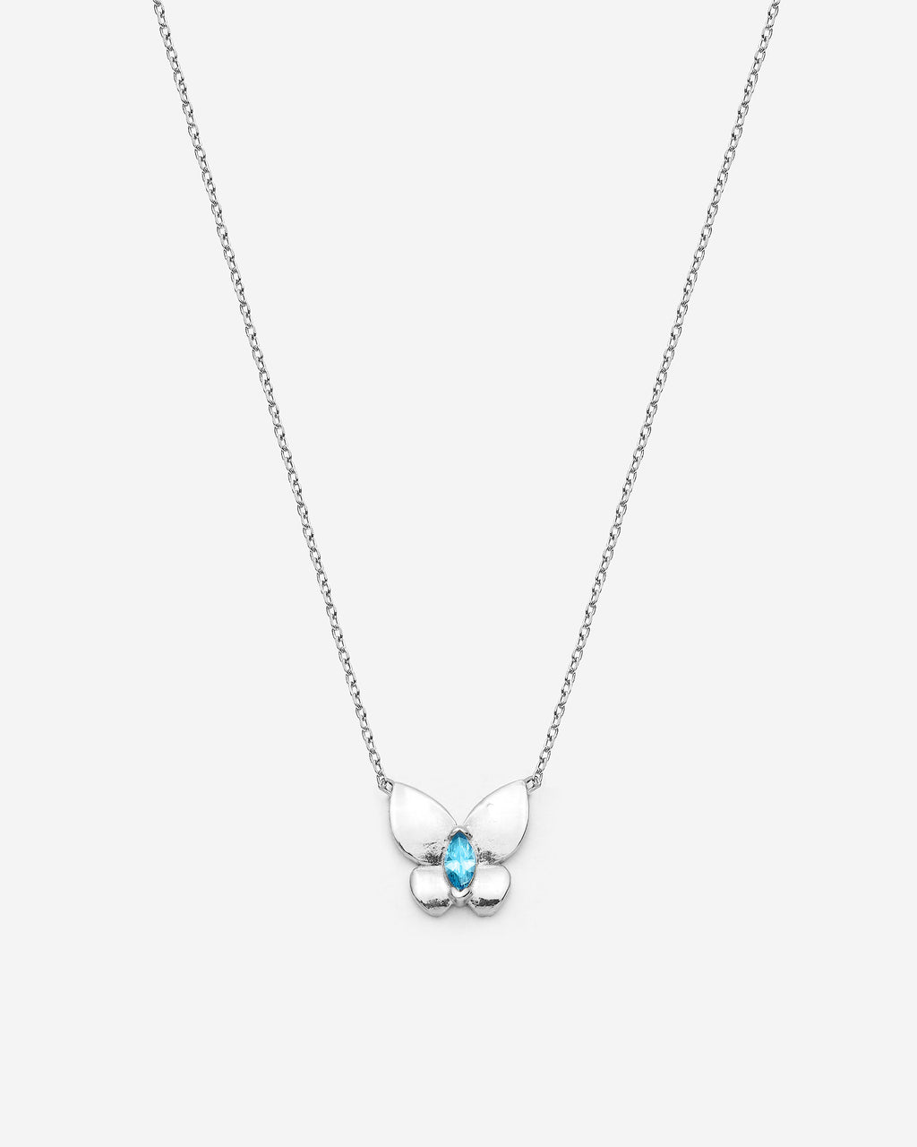 Butterfly Pendant Necklace with Birthstone - 925k Sterling Silver