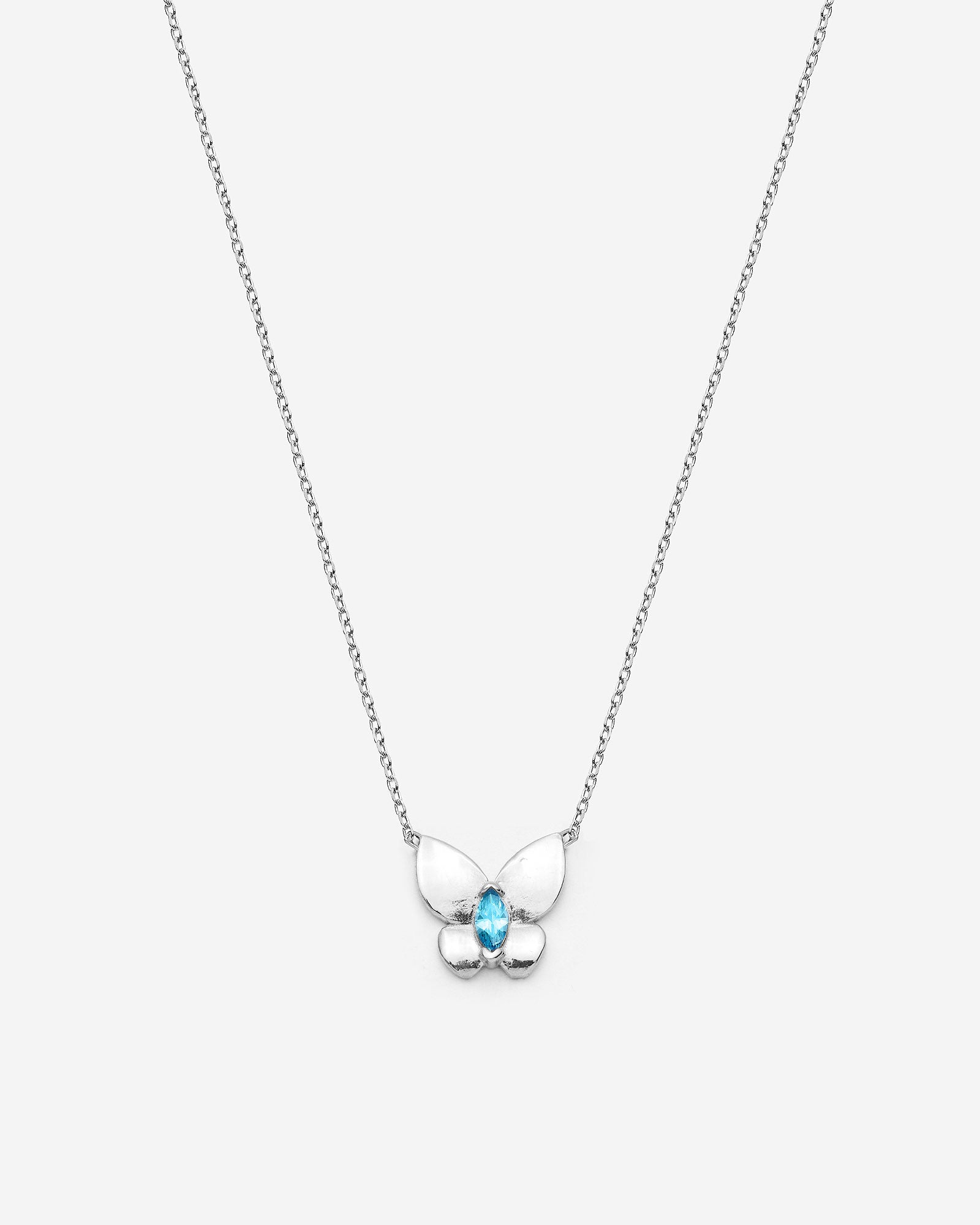 Butterfly Pendant Necklace with Birthstone - 925k Sterling Silver