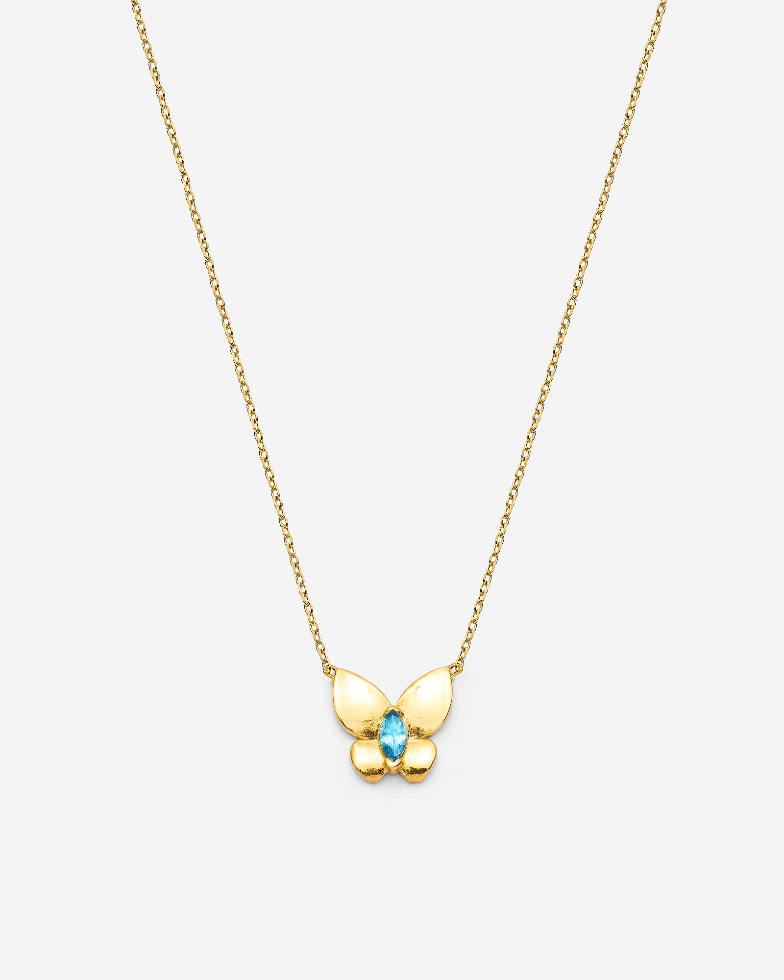 Butterfly Pendant Necklace with Birthstone - 18k Gold Vermeil