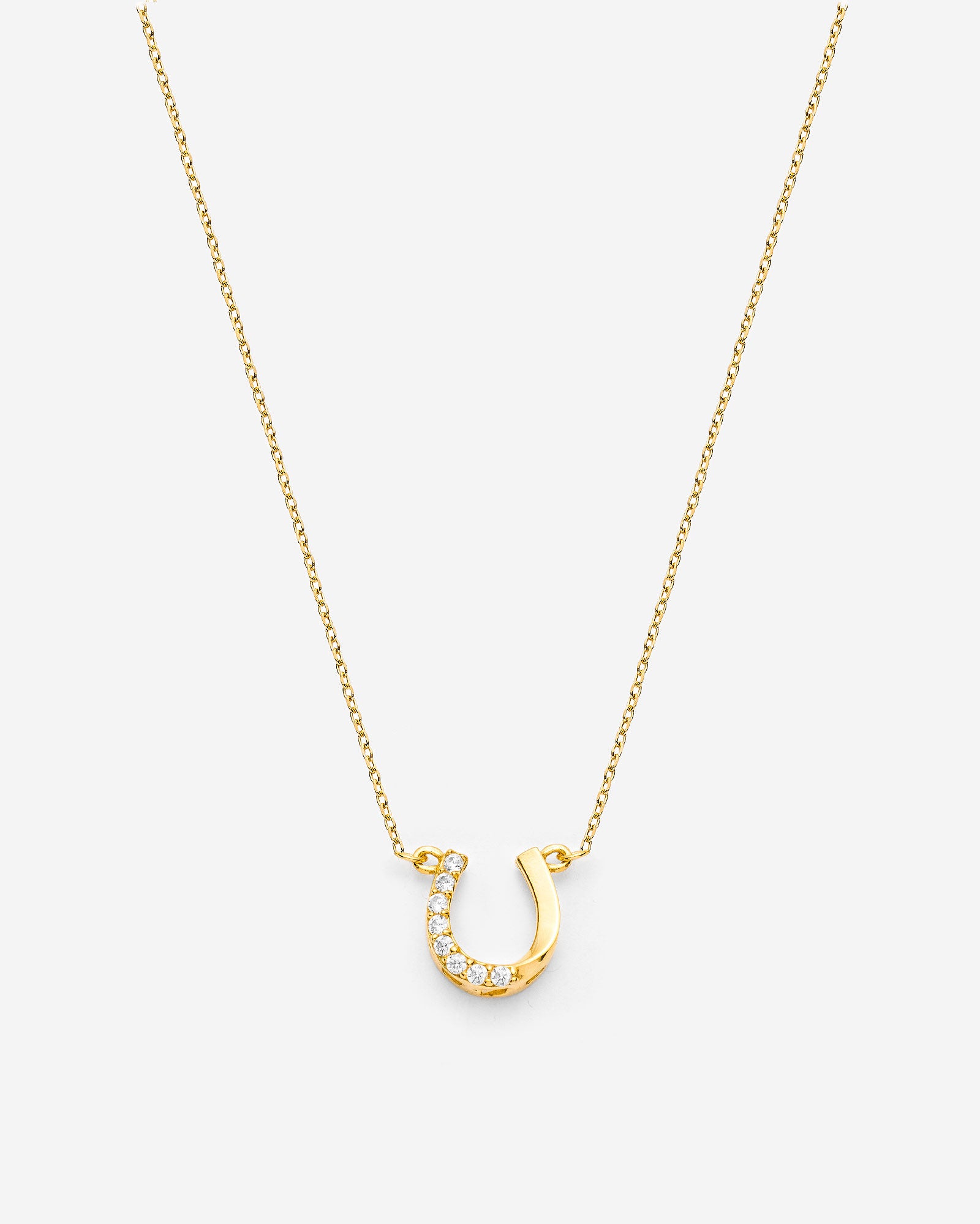 CZ Horseshoe Pendant Necklace - 18k Gold Vermeil