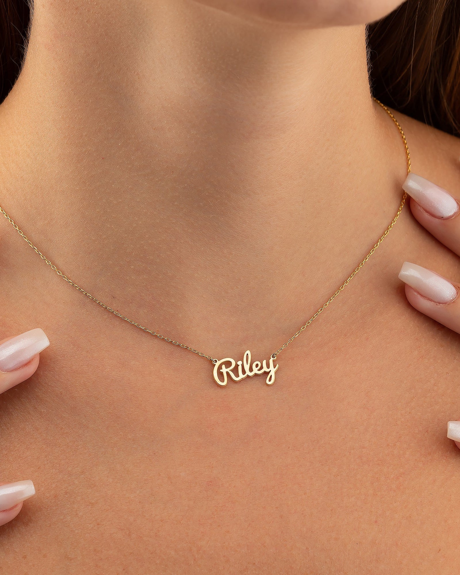 Custom Name Necklace, Personalized Gold Name Jewelry - 925k Sterling Silver