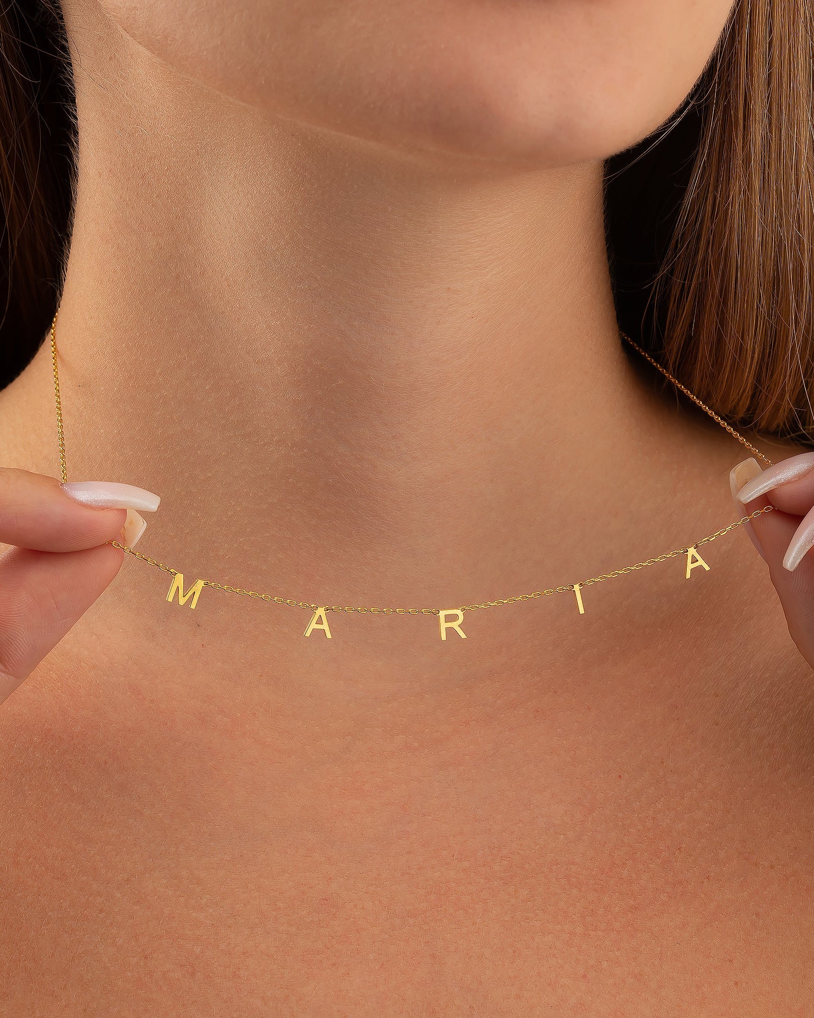 Personalized Gold Name Necklace - Dainty Letter Chain - Custom Jewelry Gift - 925k Sterling Silver