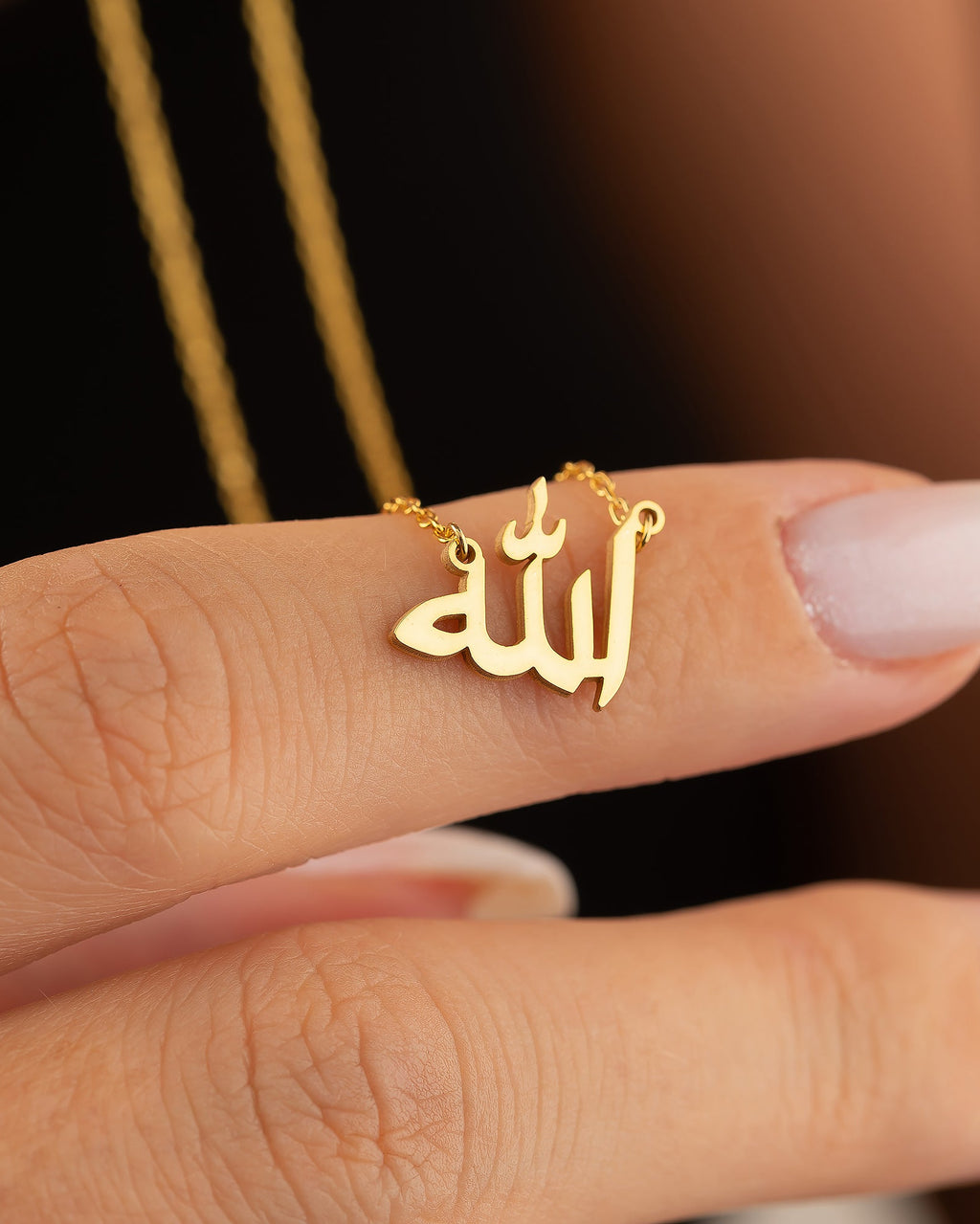 Allah Necklace - Arabic Calligraphy Pendant - Islamic Jewelry Gift for Her - 925k Sterling Silver