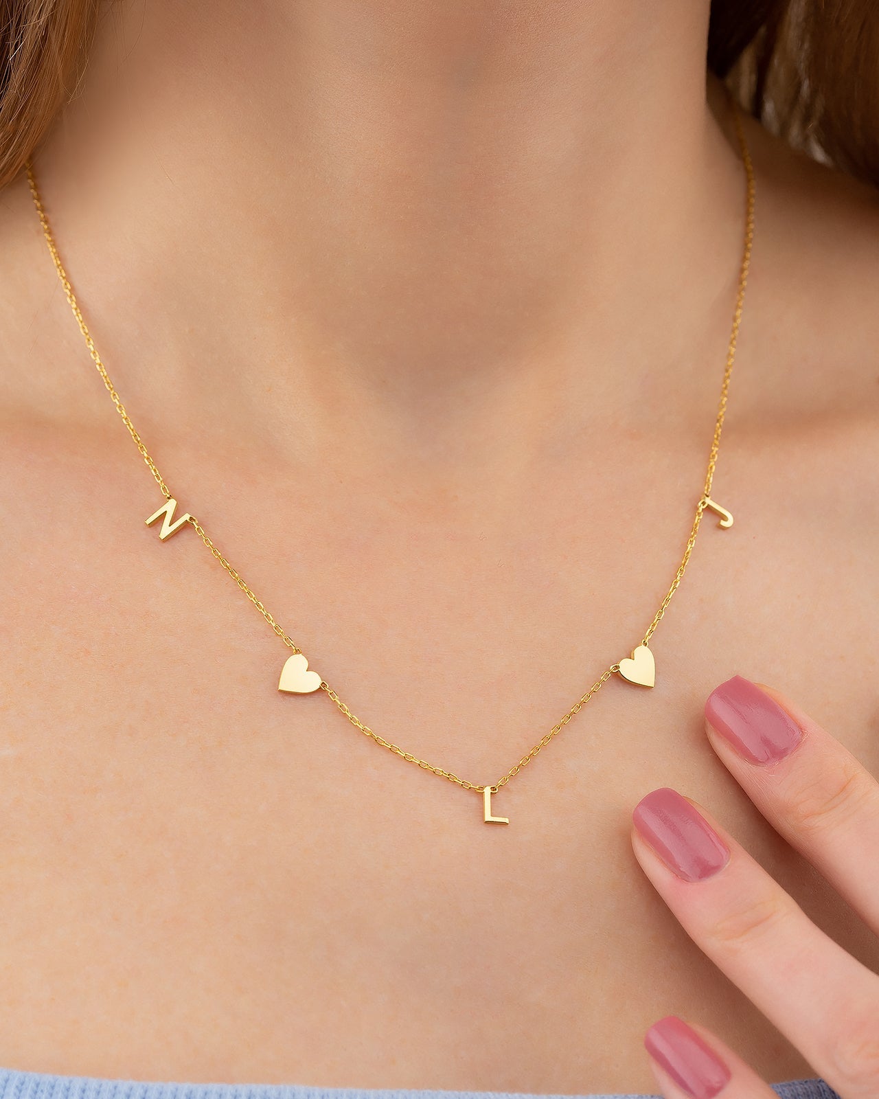 Personalized Gold Name Necklace - Dainty Letter Chain - Custom Jewelry Gift - 925k Sterling Silver