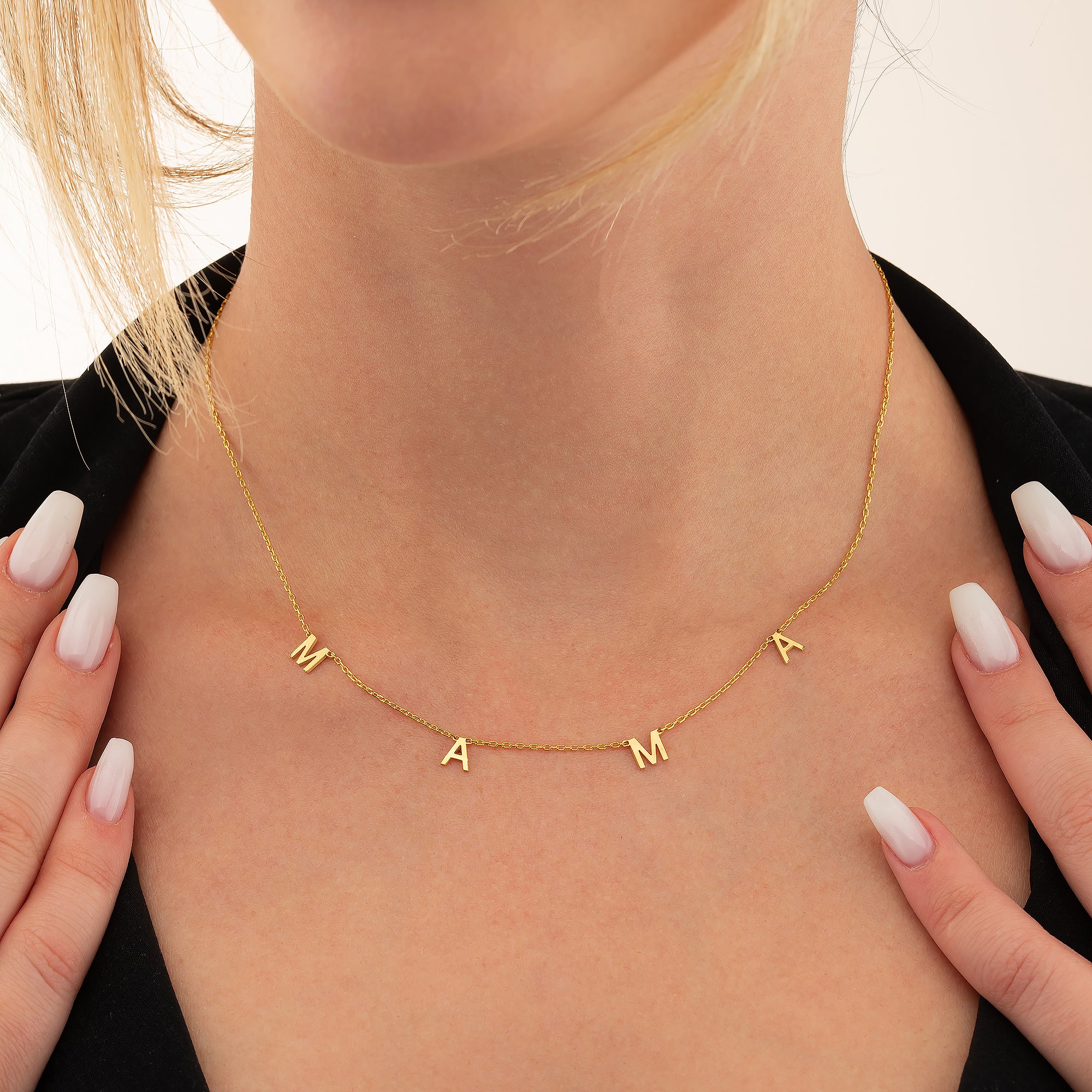 MAMA Necklace, Gold Letter Necklace - 925k Sterling Silver