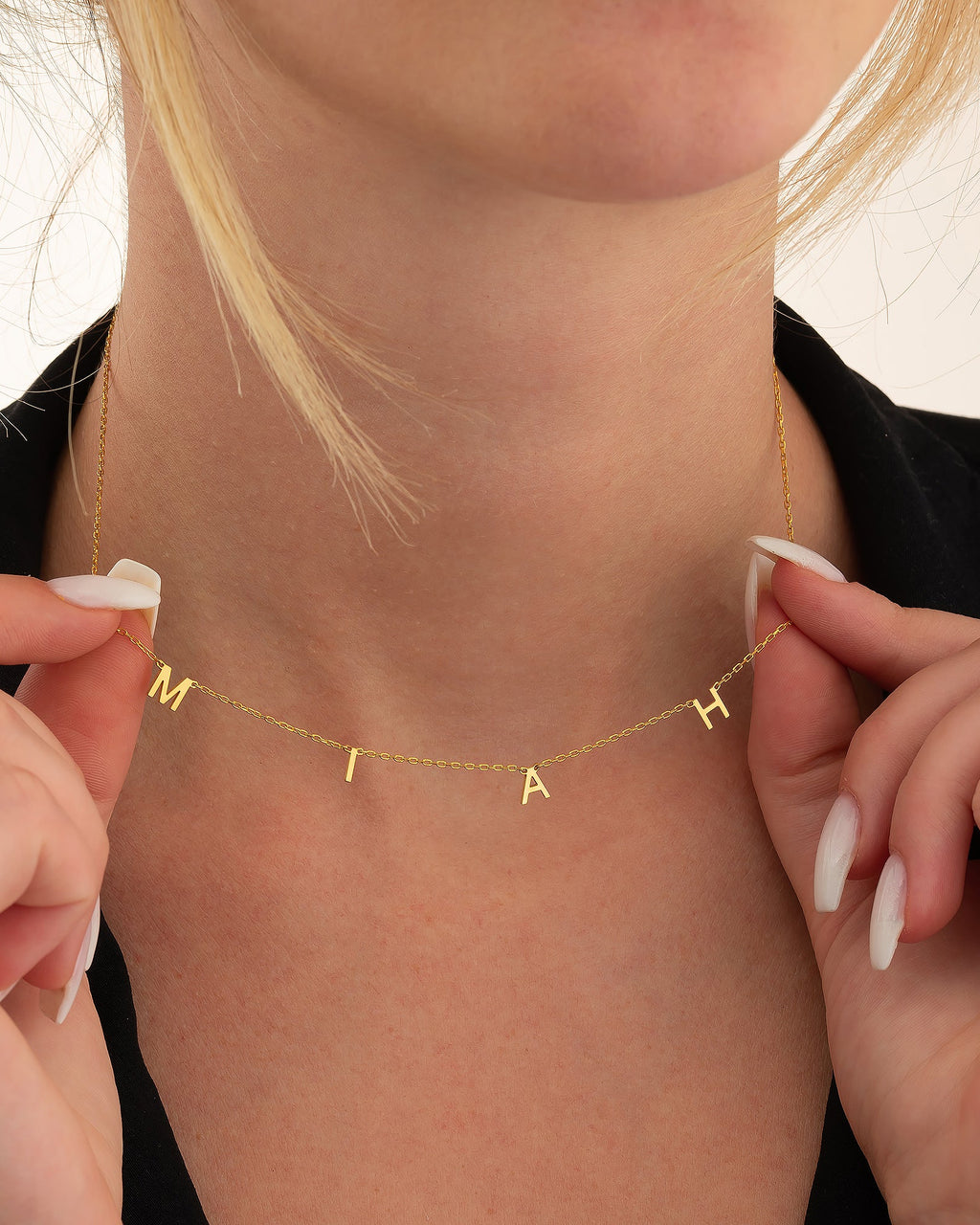 Personalized Gold Name Necklace - Dainty Letter Chain - Custom Jewelry Gift - 925k Sterling Silver