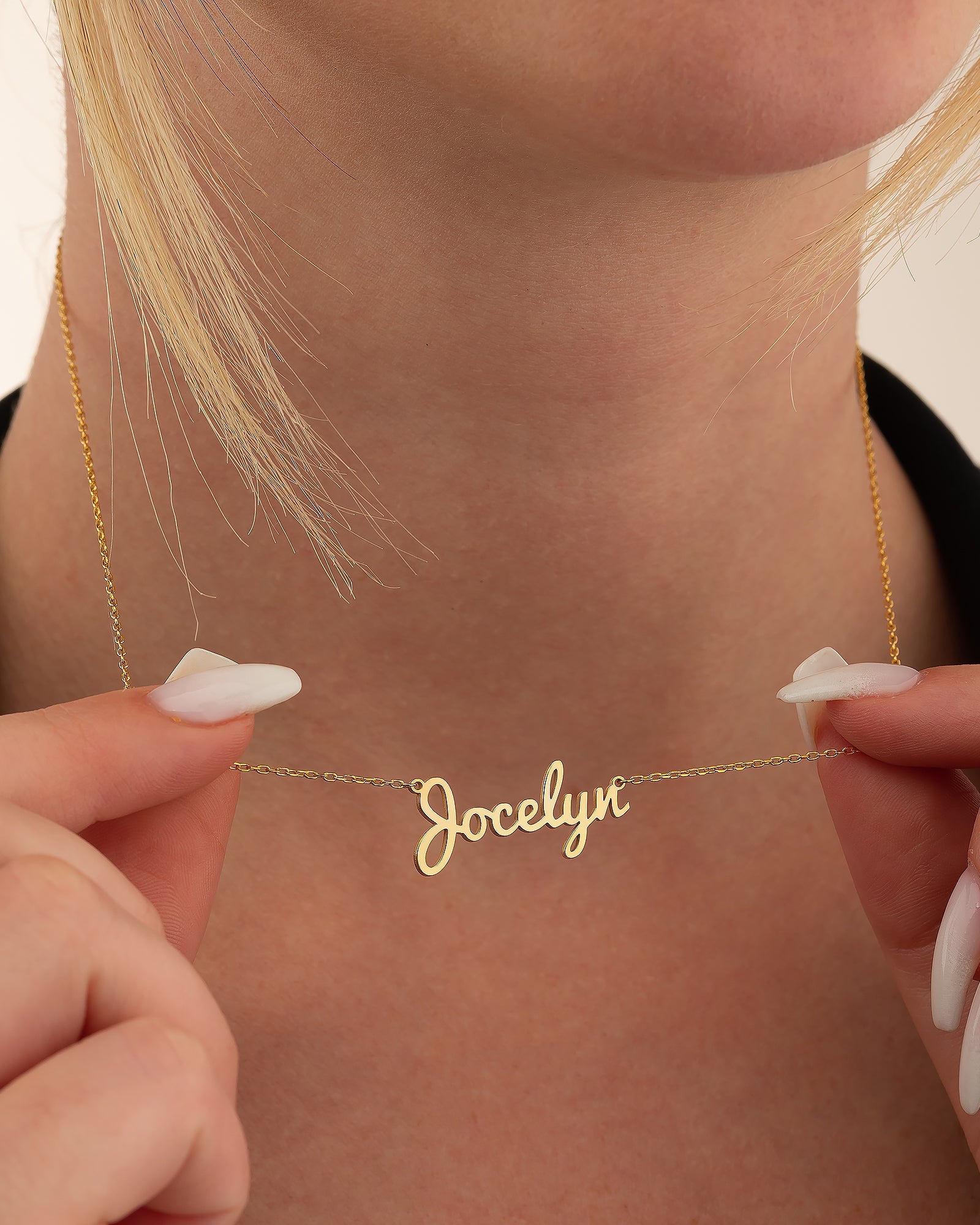Custom Name Necklace, Personalized Gold Name Jewelry - 925k Sterling Silver