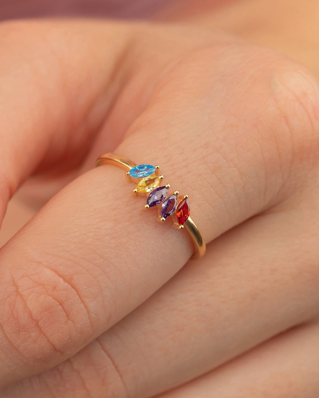 Birthstone Ring - Multi Stone Family Ring - Colorful Gem Jewelry Gift