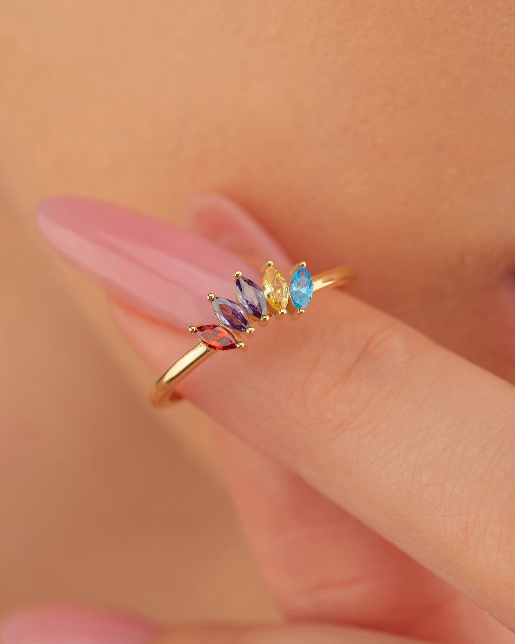 Birthstone Ring - Multi Stone Family Ring - Colorful Gem Jewelry Gift