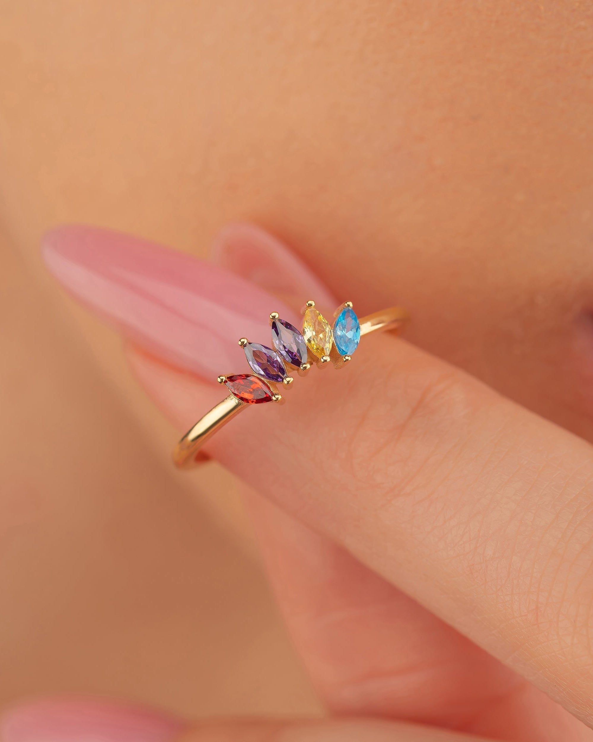 Birthstone Ring - Multi Stone Family Ring - Colorful Gem Jewelry Gift