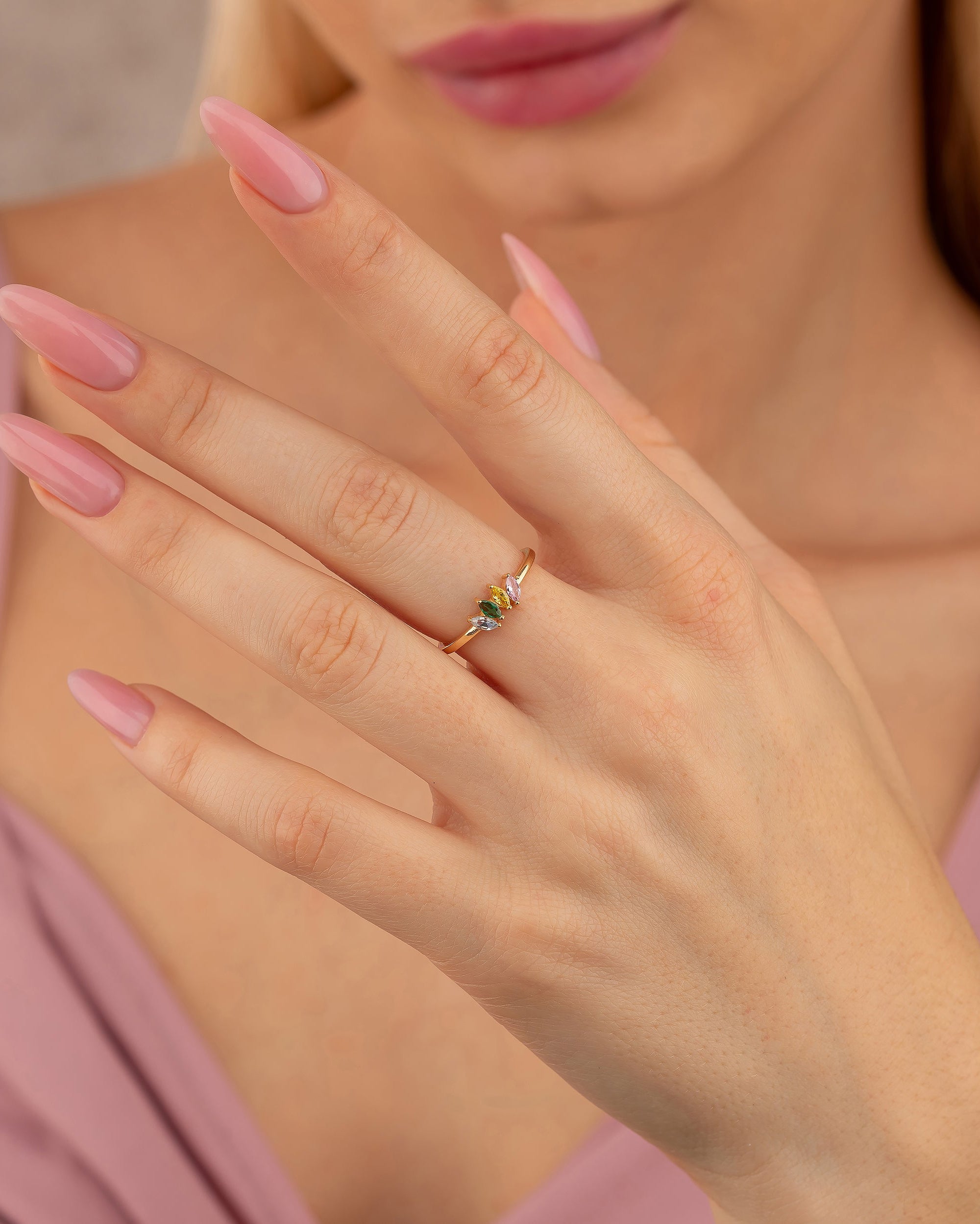 Birthstone Ring - Multi Stone Family Ring - Colorful Gem Jewelry Gift