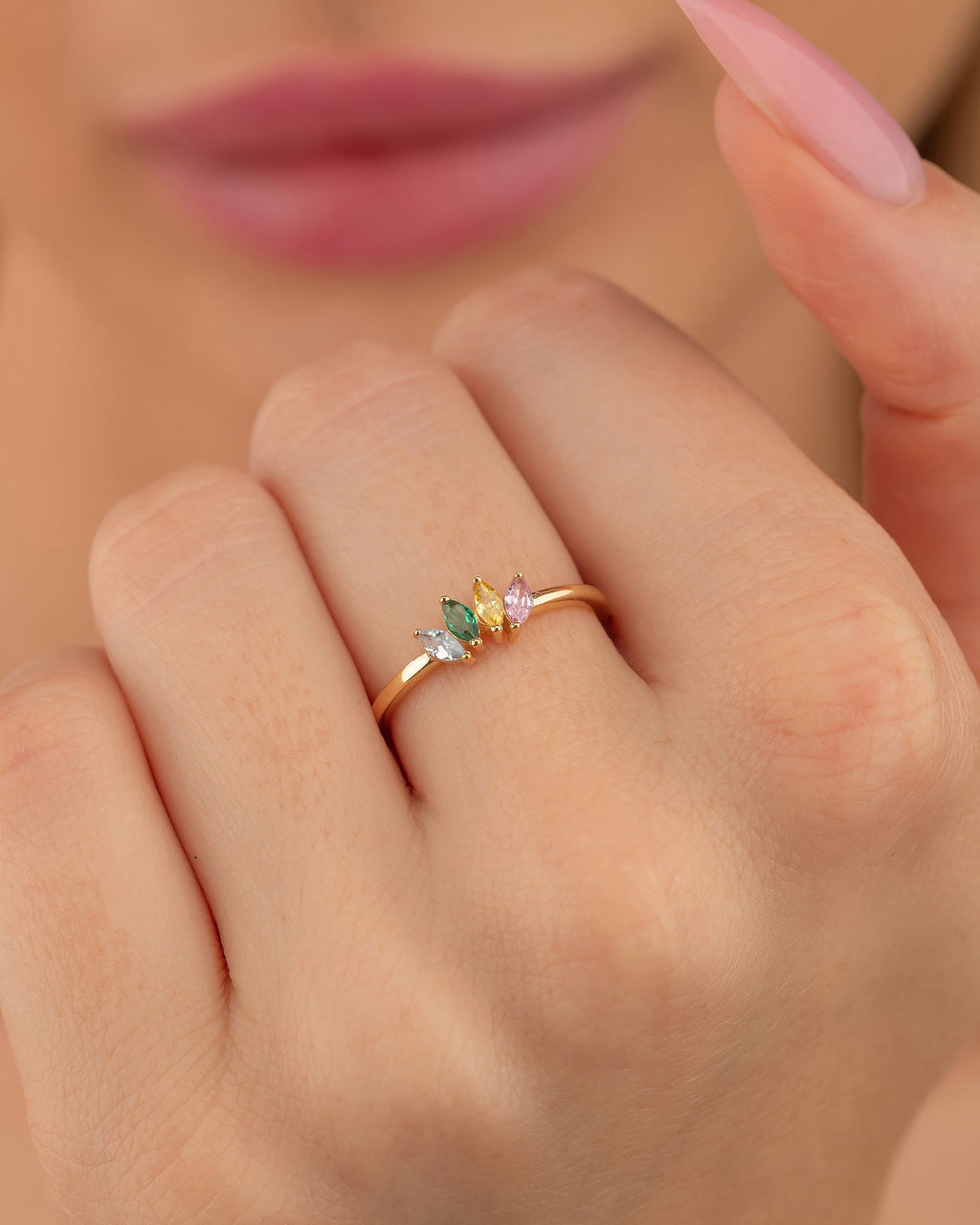 Birthstone Ring - Multi Stone Family Ring - Colorful Gem Jewelry Gift