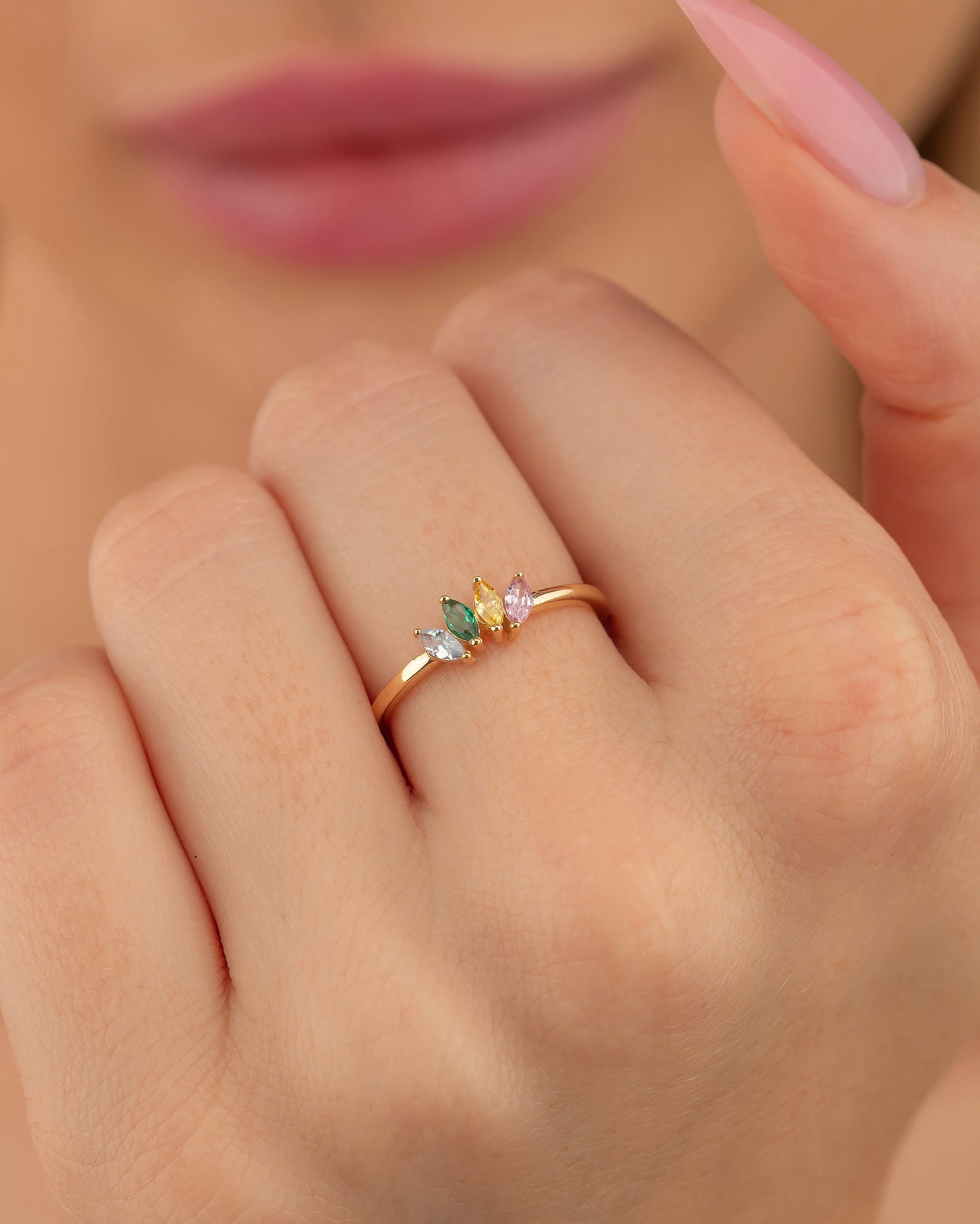 Birthstone Ring - Multi Stone Family Ring - Colorful Gem Jewelry Gift