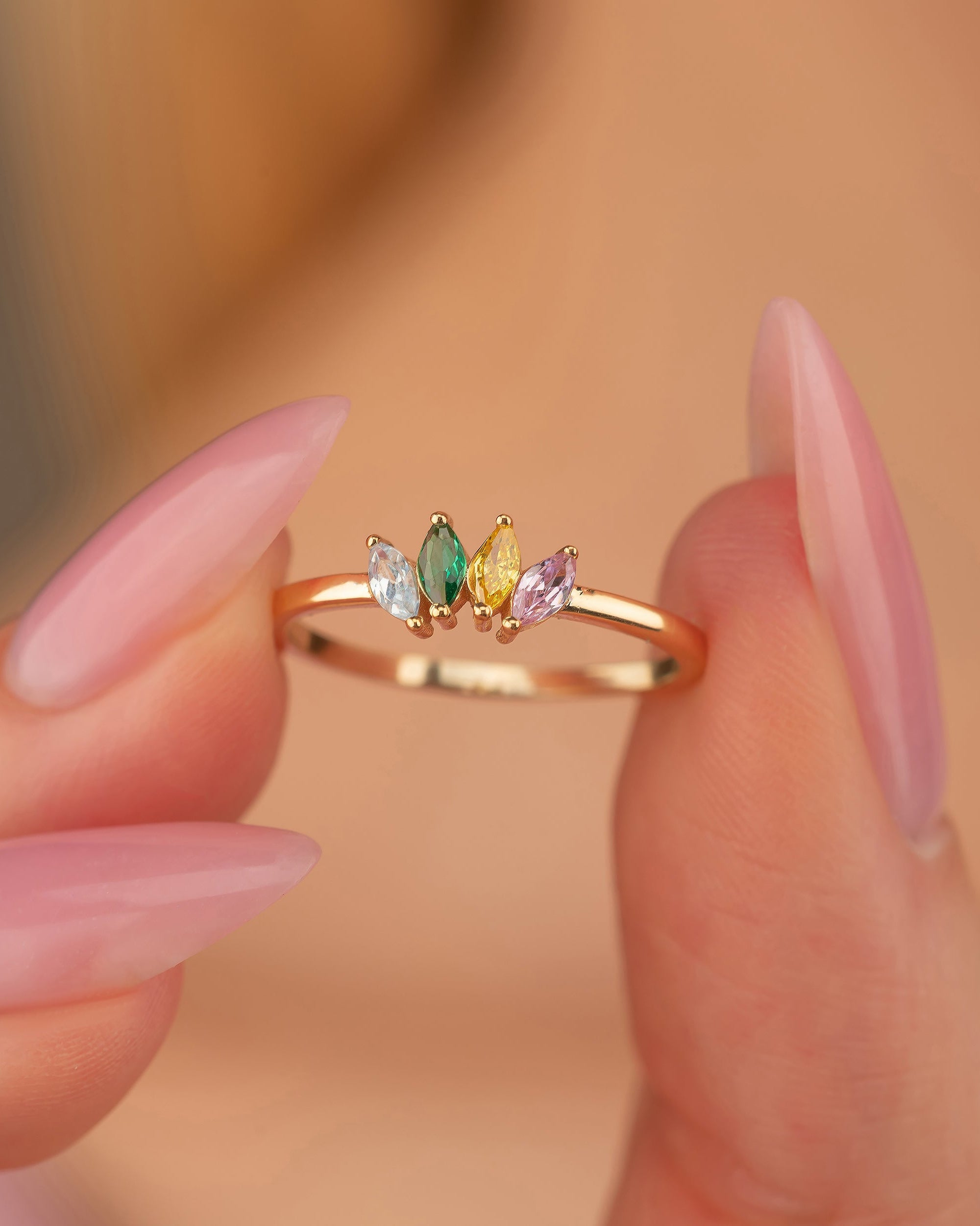 Birthstone Ring - Multi Stone Family Ring - Colorful Gem Jewelry Gift