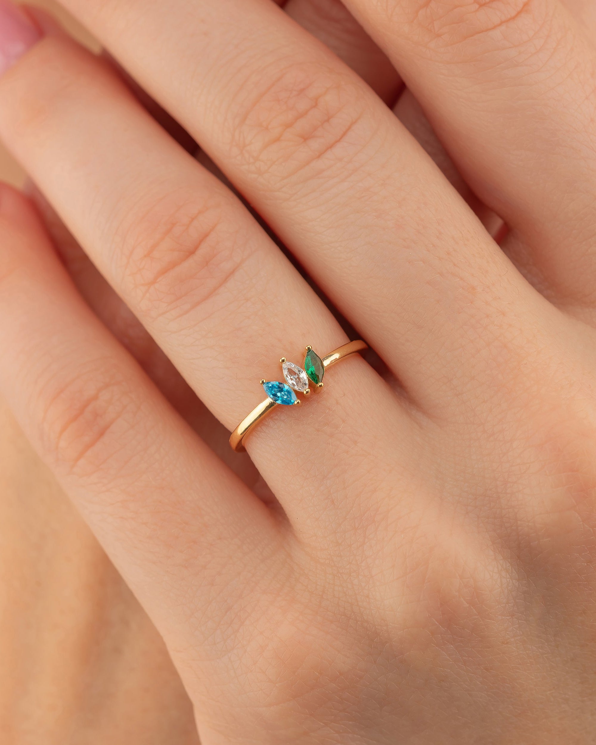 Birthstone Ring - Multi Stone Family Ring - Colorful Gem Jewelry Gift