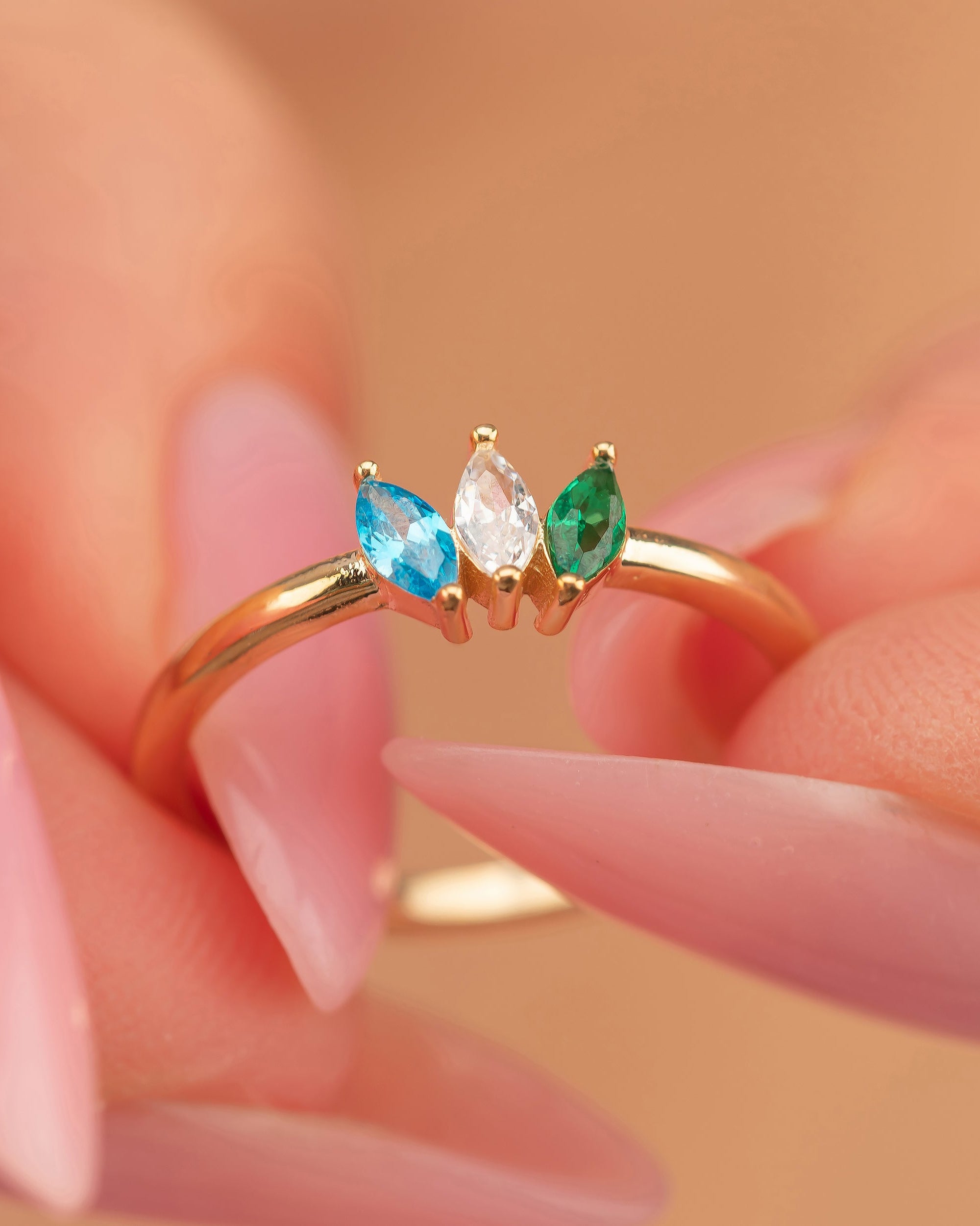 Birthstone Ring - Multi Stone Family Ring - Colorful Gem Jewelry Gift