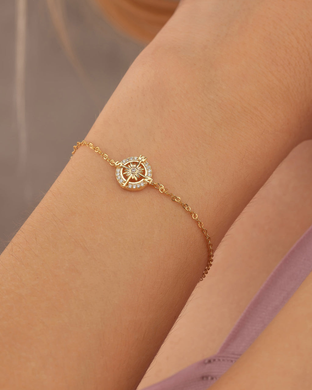 Silver Compass Bracelet - Dainty Travel Jewelry - Meaningful Gift for Her