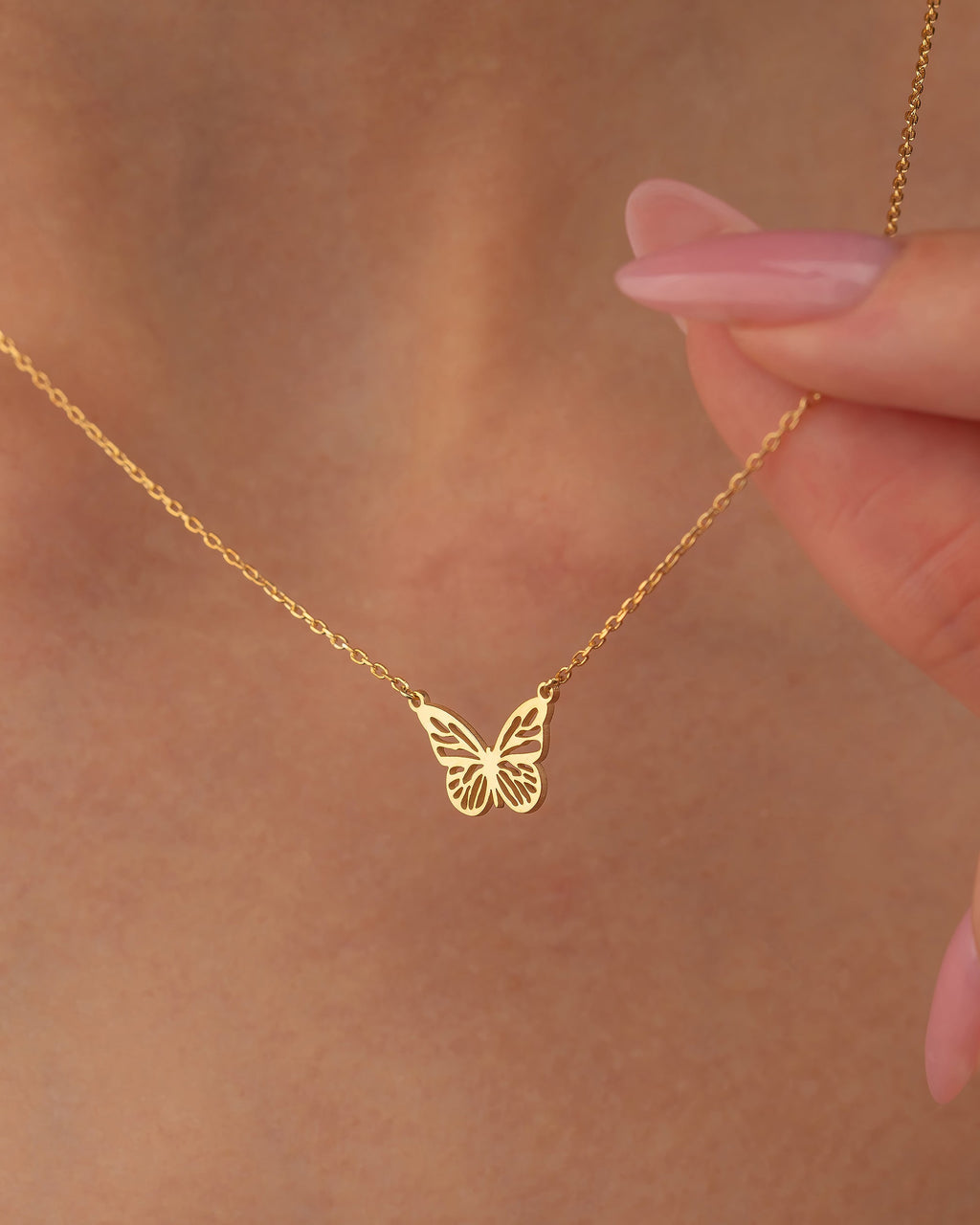 Butterfly Necklace - Dainty Gold Chain Pendant - Gift for Her - 925k Sterling Silver