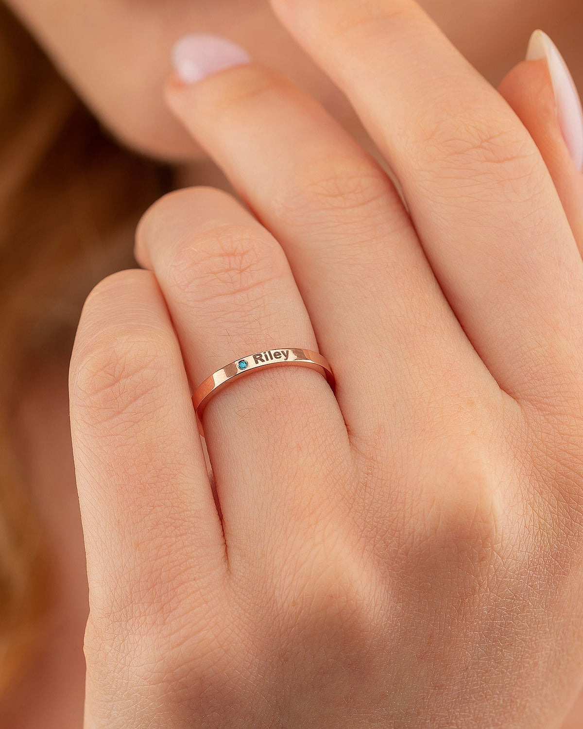 Name Birthstone Ring - Personalized Engraved Ring - Custom Jewelry Gift - 925k Sterling Silver