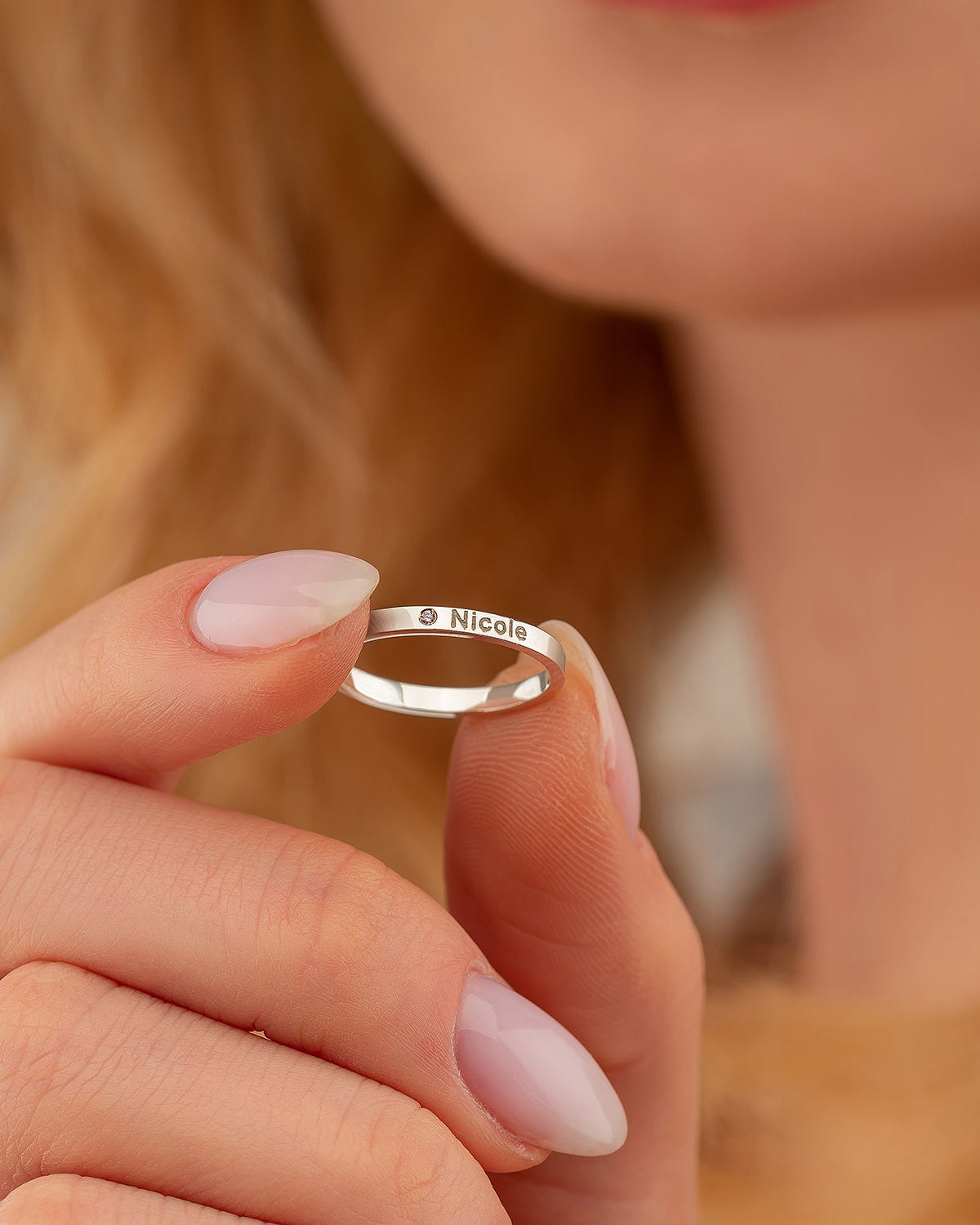 Name Birthstone Ring - Personalized Engraved Ring - Custom Jewelry Gift - 925k Sterling Silver