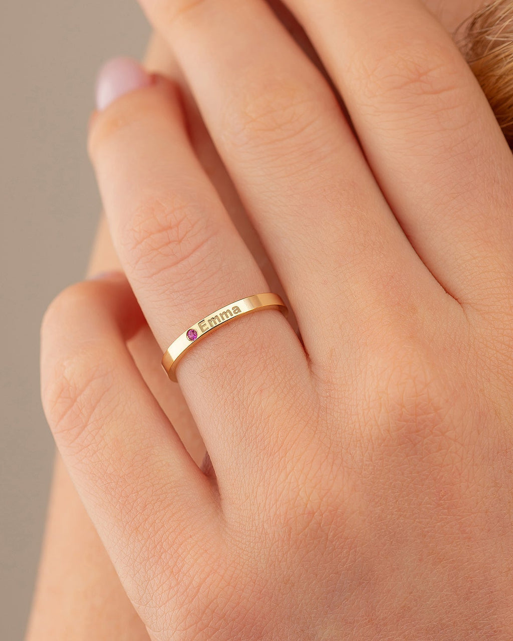 Name Birthstone Ring - Personalized Engraved Ring - Custom Jewelry Gift - 925k Sterling Silver