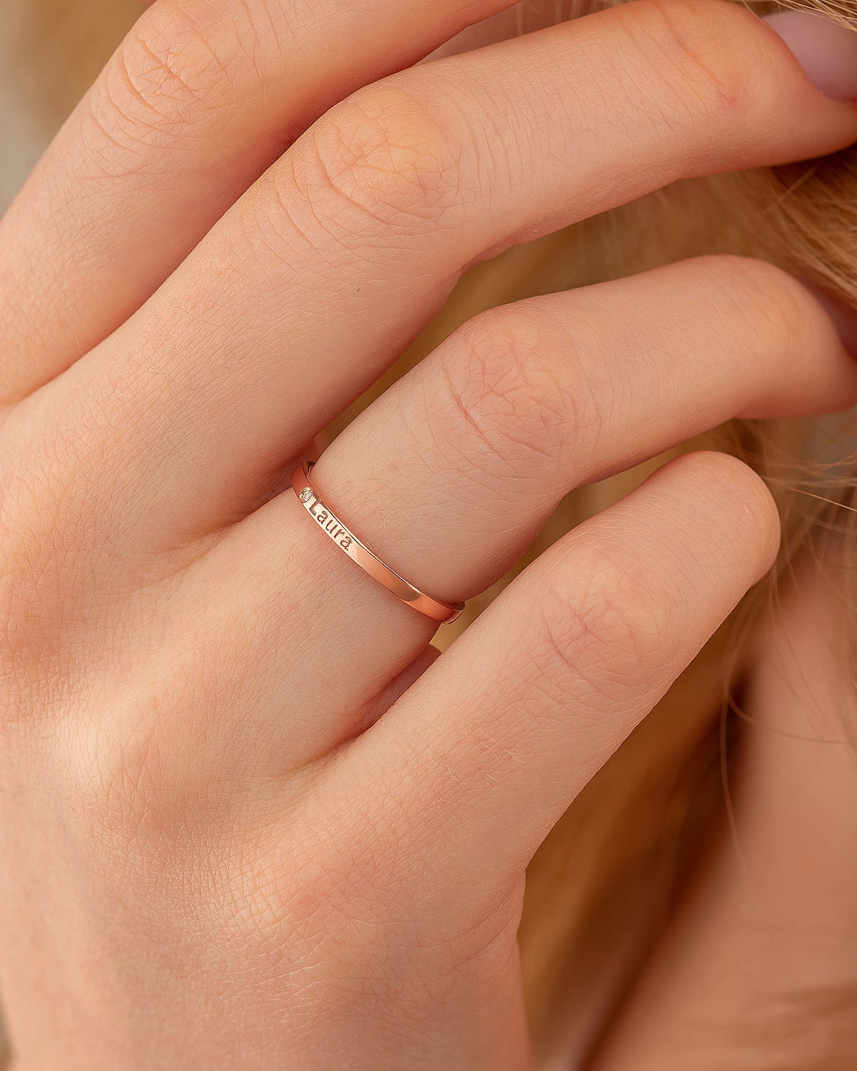 Name Birthstone Ring - Personalized Engraved Ring - Custom Jewelry Gift - 925k Sterling Silver