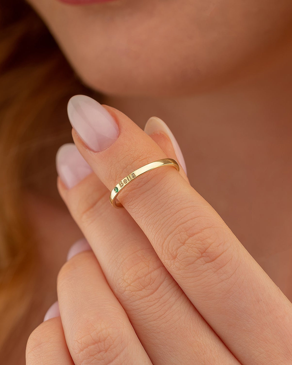 Name Birthstone Ring - Personalized Engraved Ring - Custom Jewelry Gift - 925k Sterling Silver