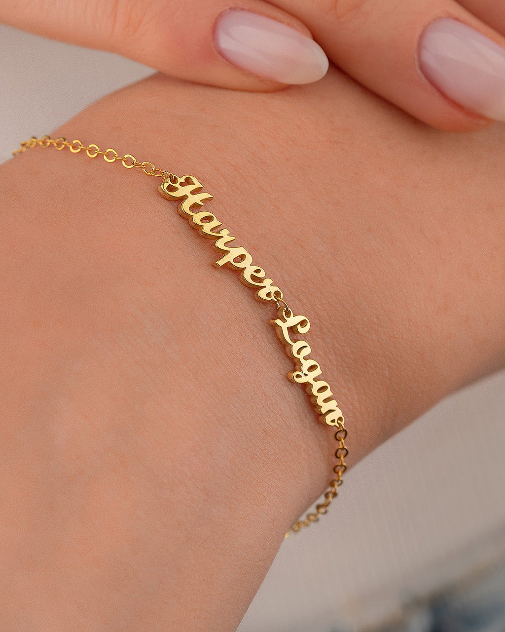 Two Name Bracelet - Personalized Double Name Jewelry - Custom Gift for Her