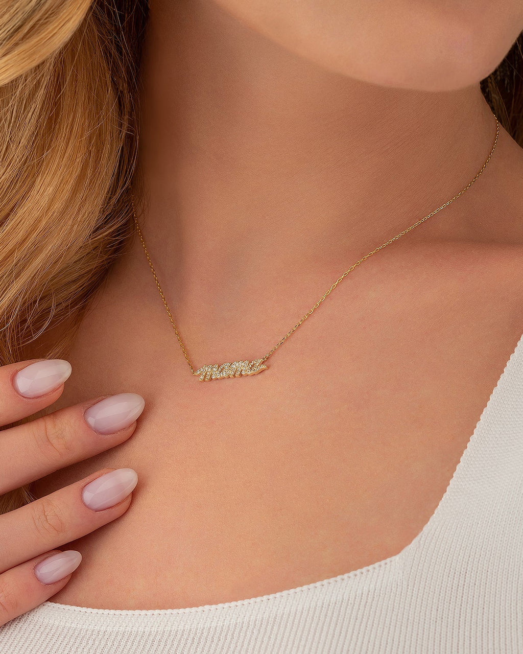Dainty Gold mama Necklace - 925k Sterling Silver