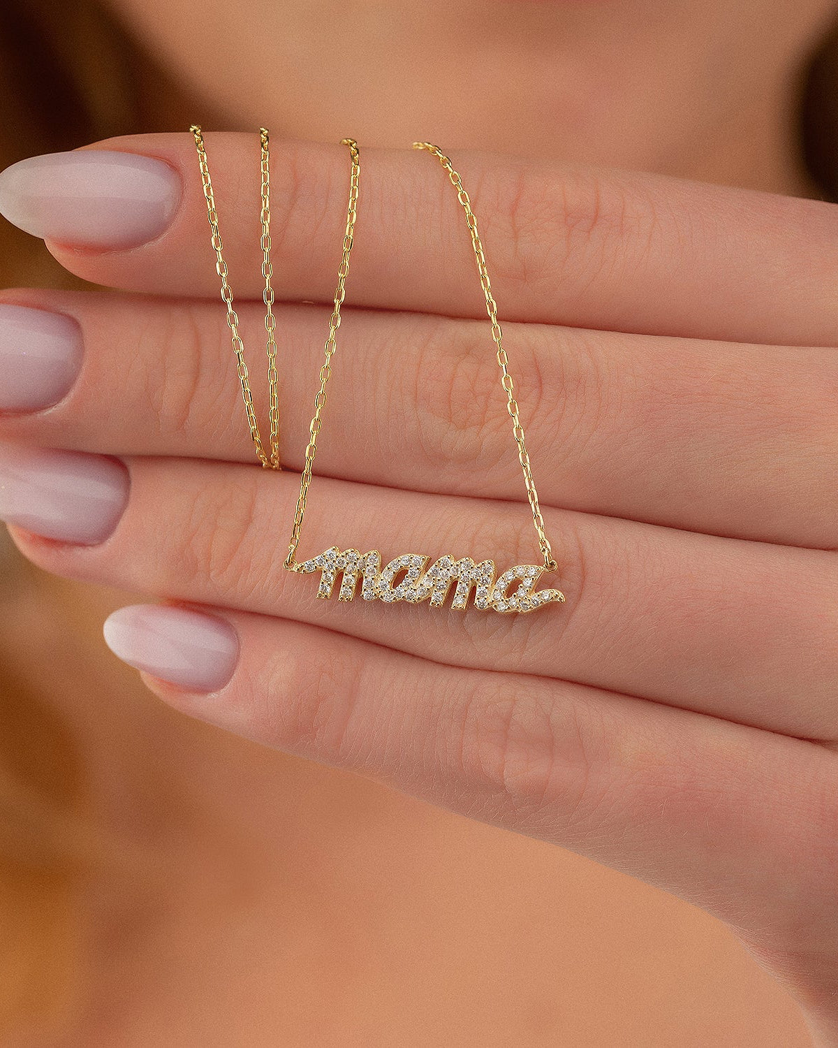 Dainty Gold mama Necklace - 925k Sterling Silver