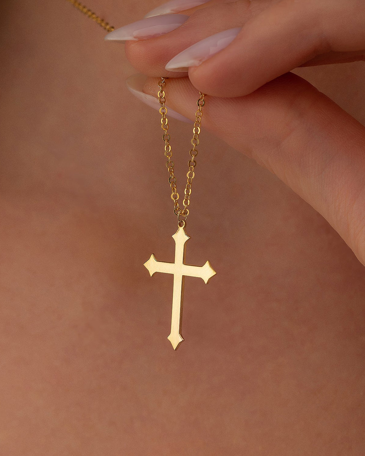 Gold Cross Necklace, Dainty Religious Jewelry - 925k Sterling Silver