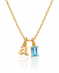 Personalized Gold Initial & Gemstone Charm Necklace