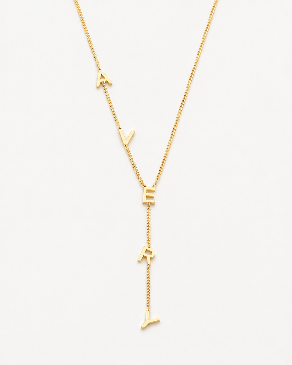 Personalized Gold Name Lariat Necklace - Dainty Letter Jewelry