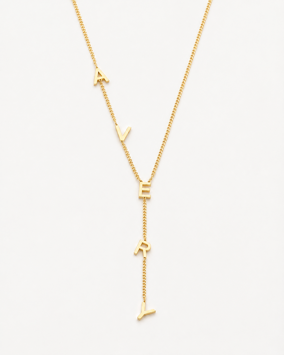 Personalized Gold Name Lariat Necklace - Dainty Letter Jewelry