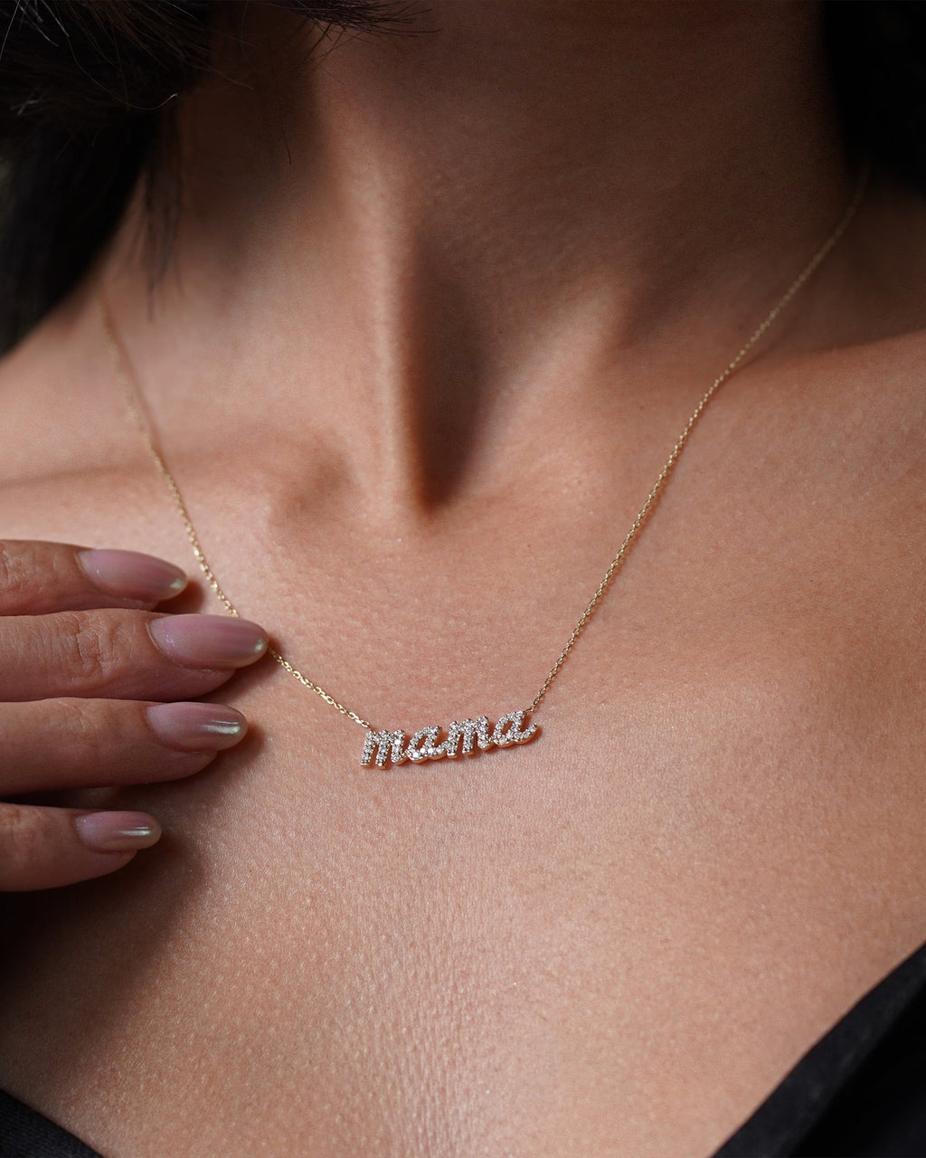 Dainty Gold mama Necklace - 925k Sterling Silver