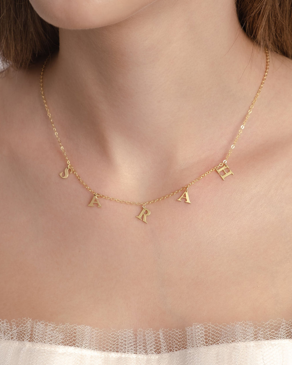 Drop Letter Name Necklace - Custom Initial Jewelry - Personalized Gift for Her - 925k Sterling Silver