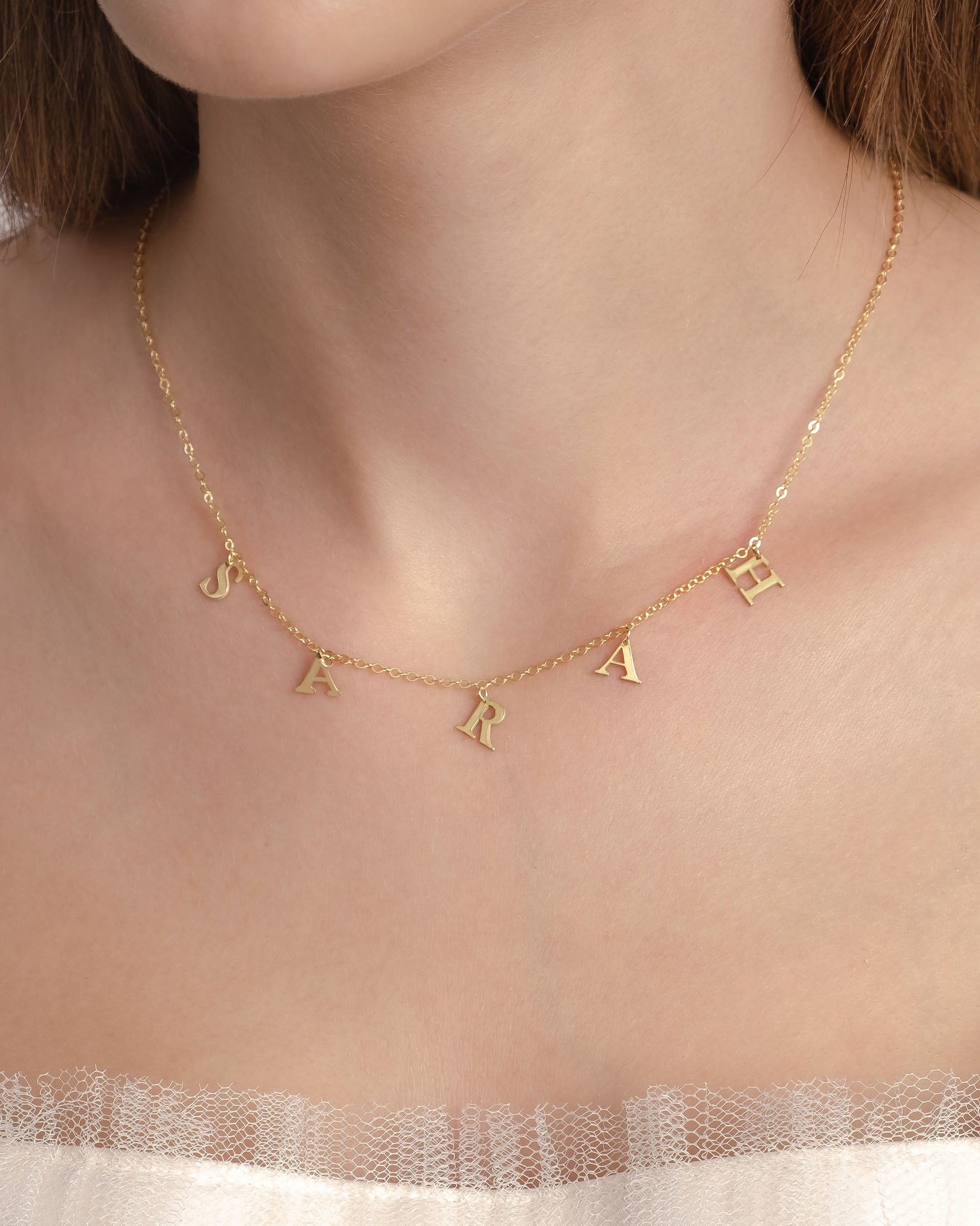 Drop Letter Name Necklace - Custom Initial Jewelry - Personalized Gift for Her - 925k Sterling Silver