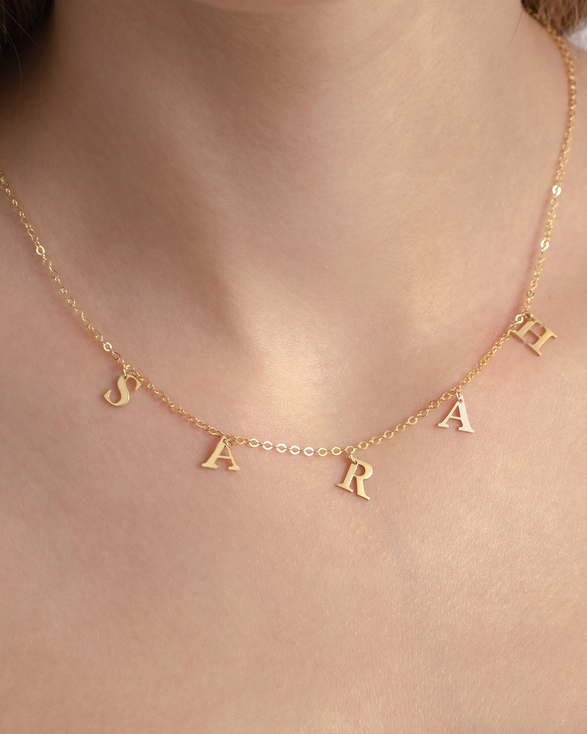 Drop Letter Name Necklace - Custom Initial Jewelry - Personalized Gift for Her - 925k Sterling Silver
