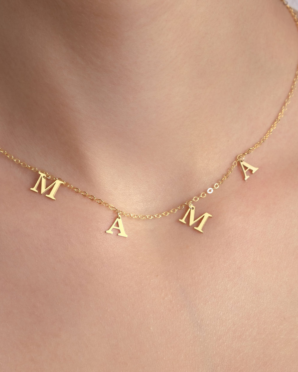 Drop Letter Name Necklace - Custom Initial Jewelry - Personalized Gift for Her - 925k Sterling Silver
