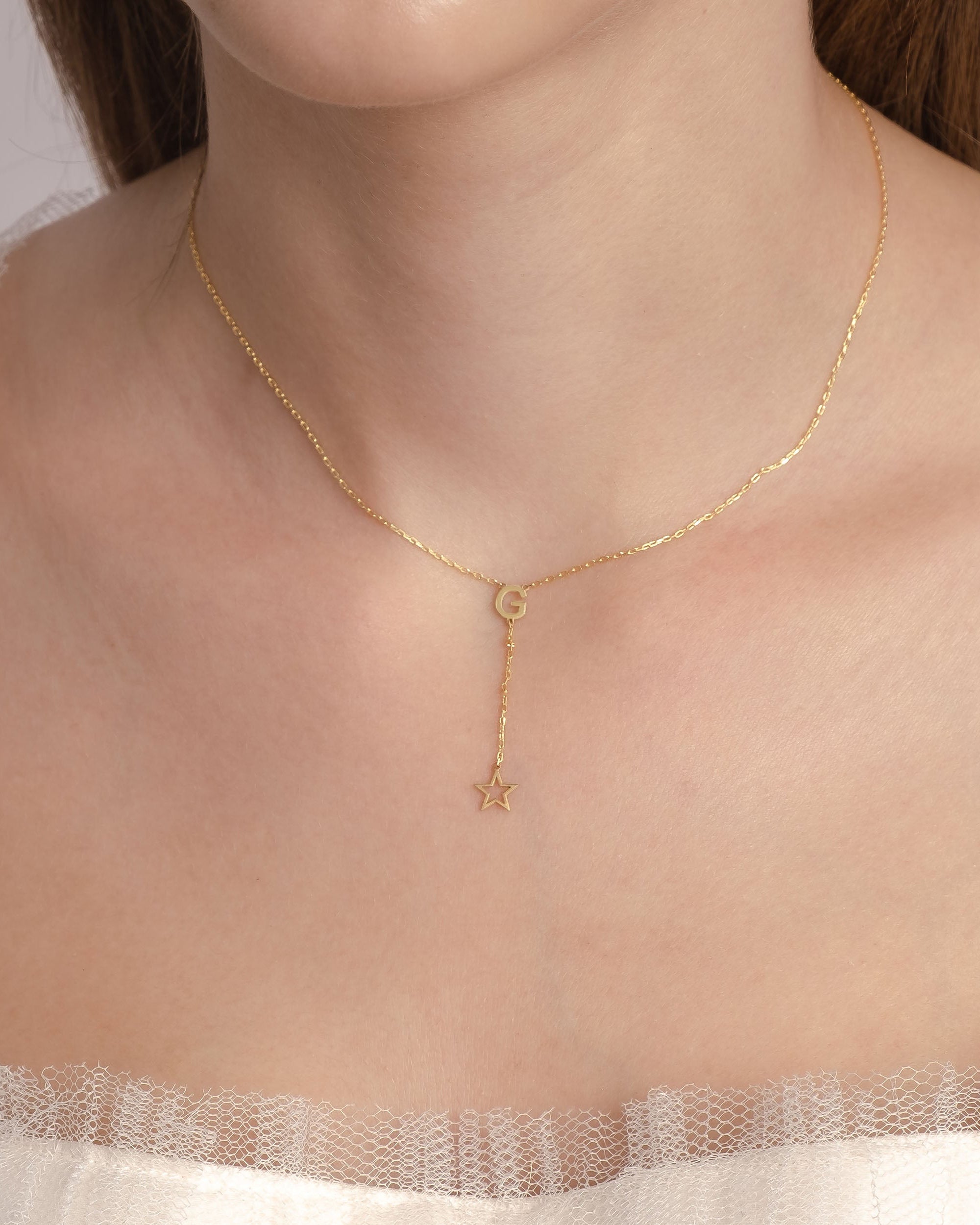 Custom Minimalist Y Necklace with Cross Pendant - Dainty Gold Chain - 925k Sterling Silver