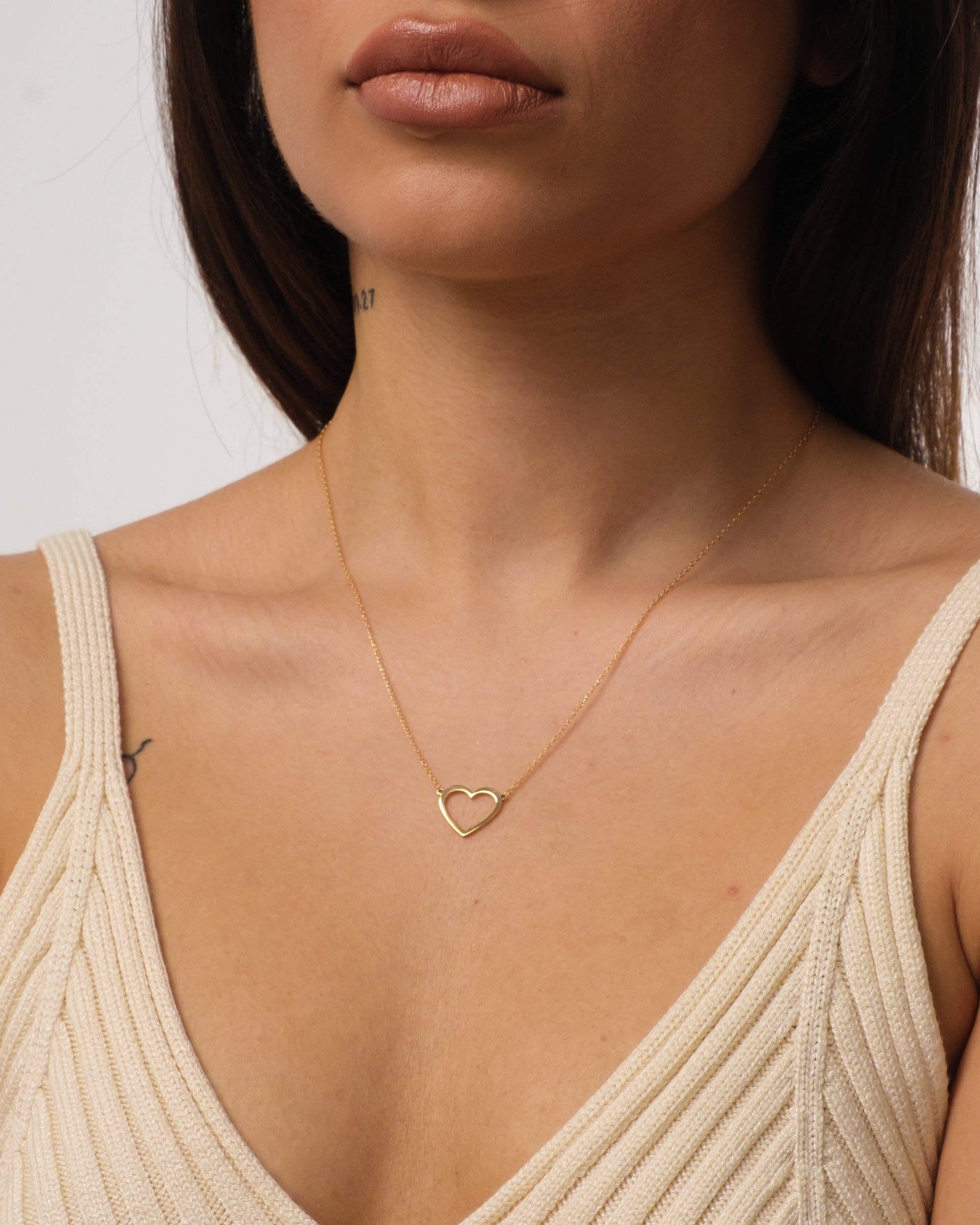 Gold Heart Necklace, Dainty Heart Pendant - 925k Sterling Silver