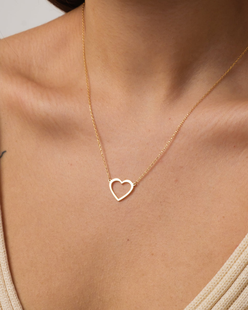 Gold Heart Necklace, Dainty Heart Pendant - 925k Sterling Silver