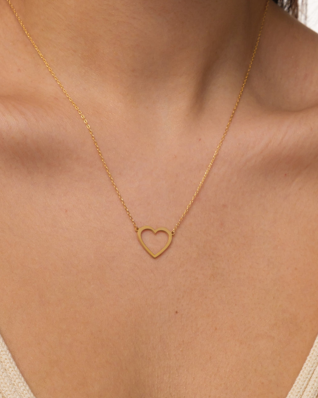 Gold Heart Necklace, Dainty Heart Pendant - 925k Sterling Silver