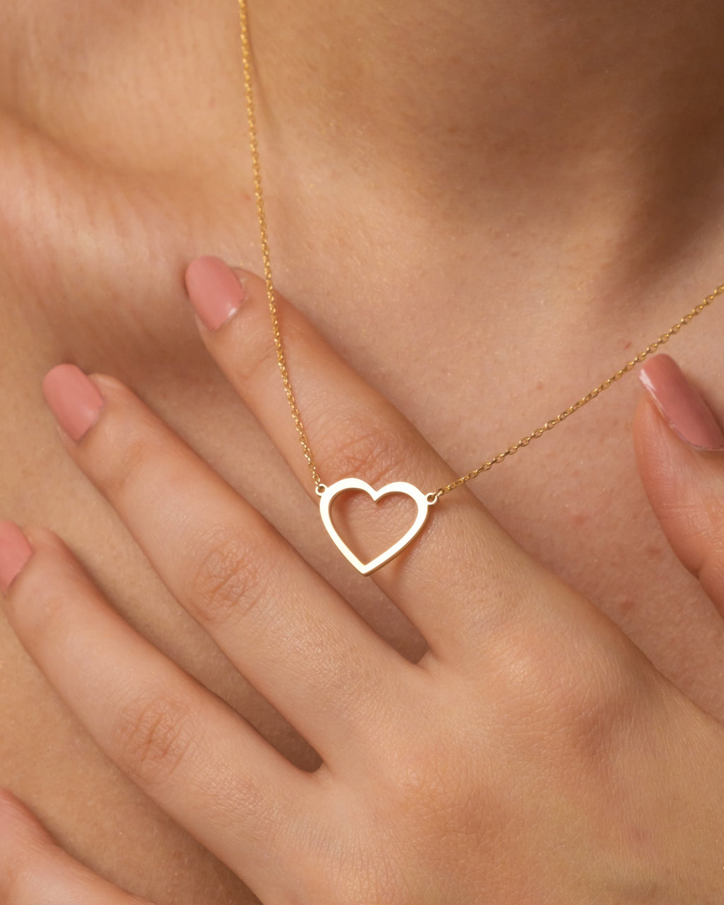 Gold Heart Necklace, Dainty Heart Pendant - 925k Sterling Silver