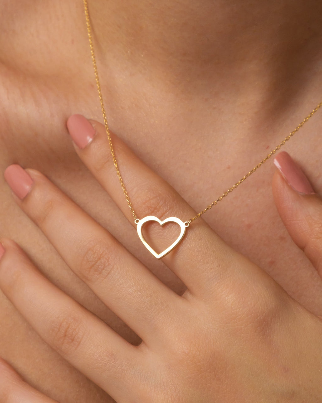 Gold Heart Necklace, Dainty Heart Pendant - 925k Sterling Silver