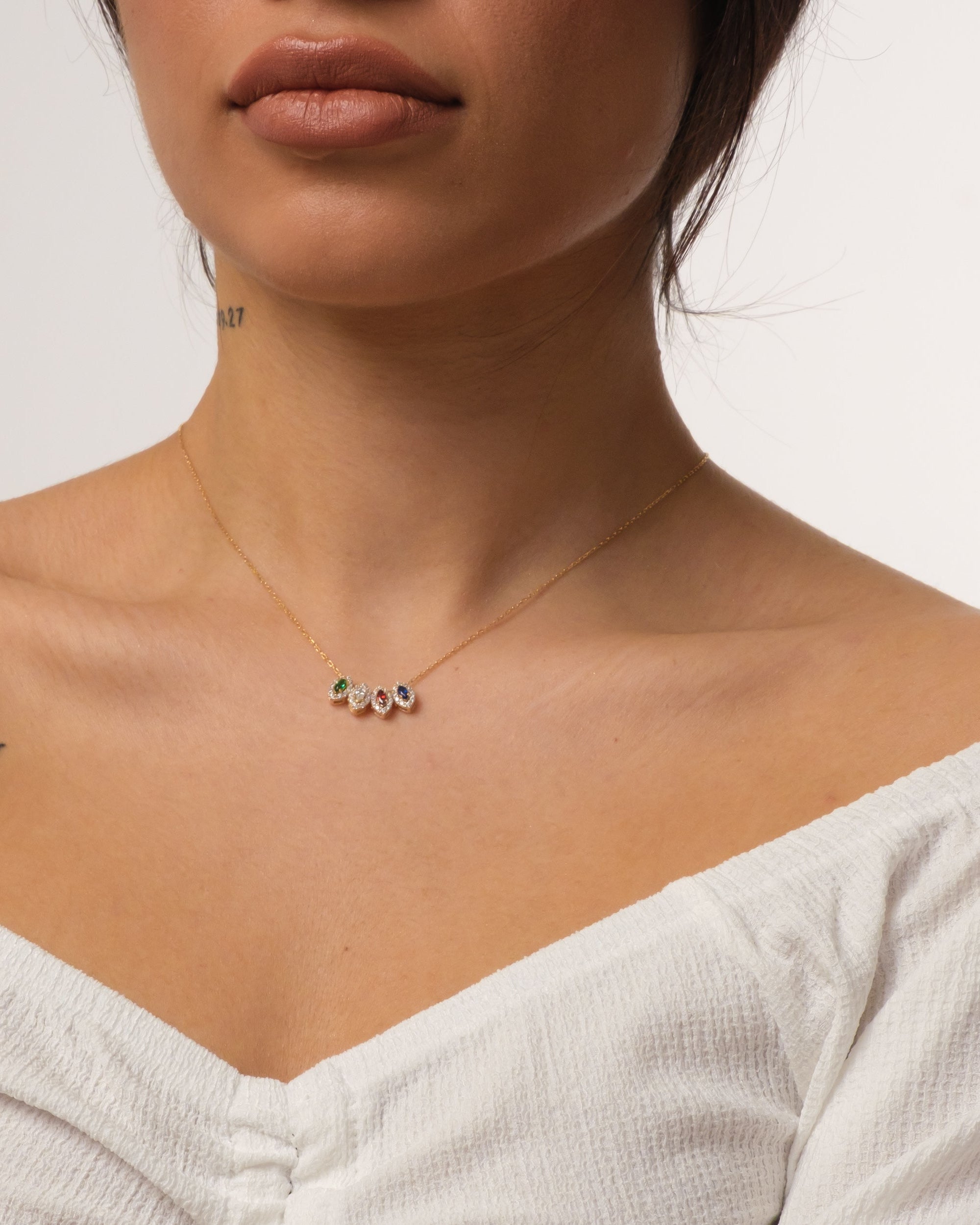 Birthstone Pendant Necklace - Multi Stone Jewelry - Meaningful Gift for Her - 925k Sterling Silver