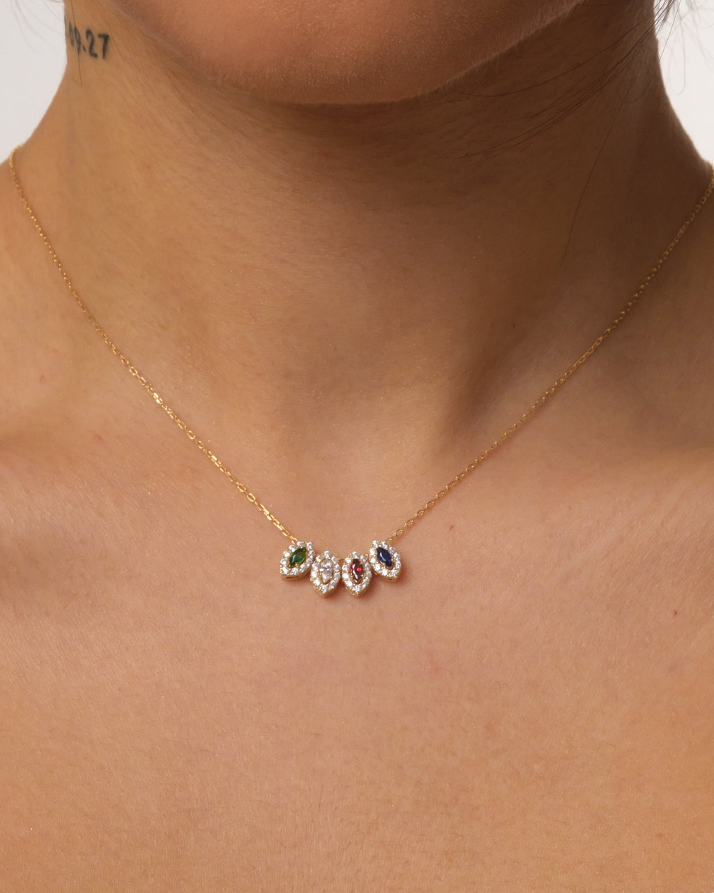 Birthstone Pendant Necklace - Multi Stone Jewelry - Meaningful Gift for Her - 925k Sterling Silver