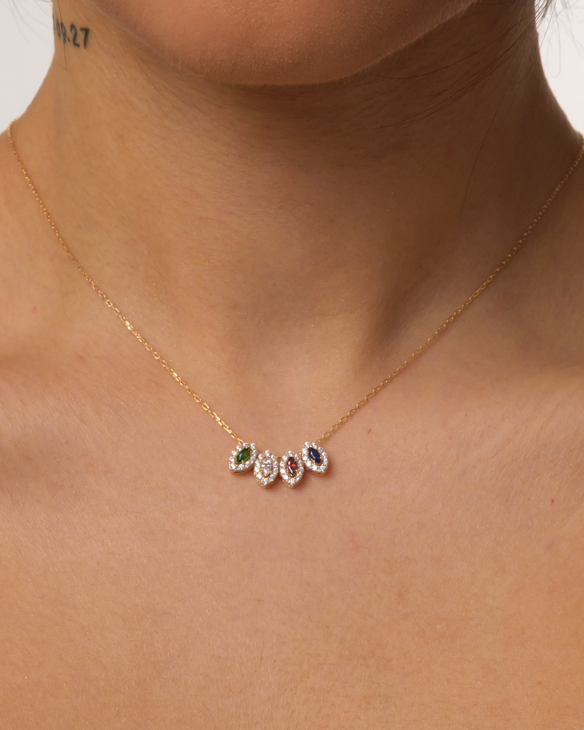 Birthstone Pendant Necklace - Multi Stone Jewelry - Meaningful Gift for Her - 925k Sterling Silver