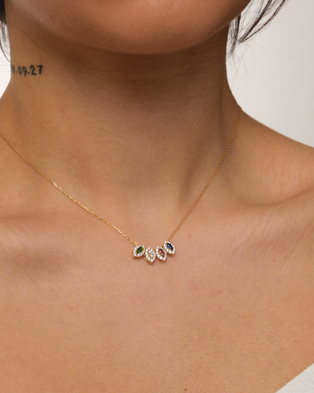 Birthstone Pendant Necklace - Multi Stone Jewelry - Meaningful Gift for Her - 925k Sterling Silver