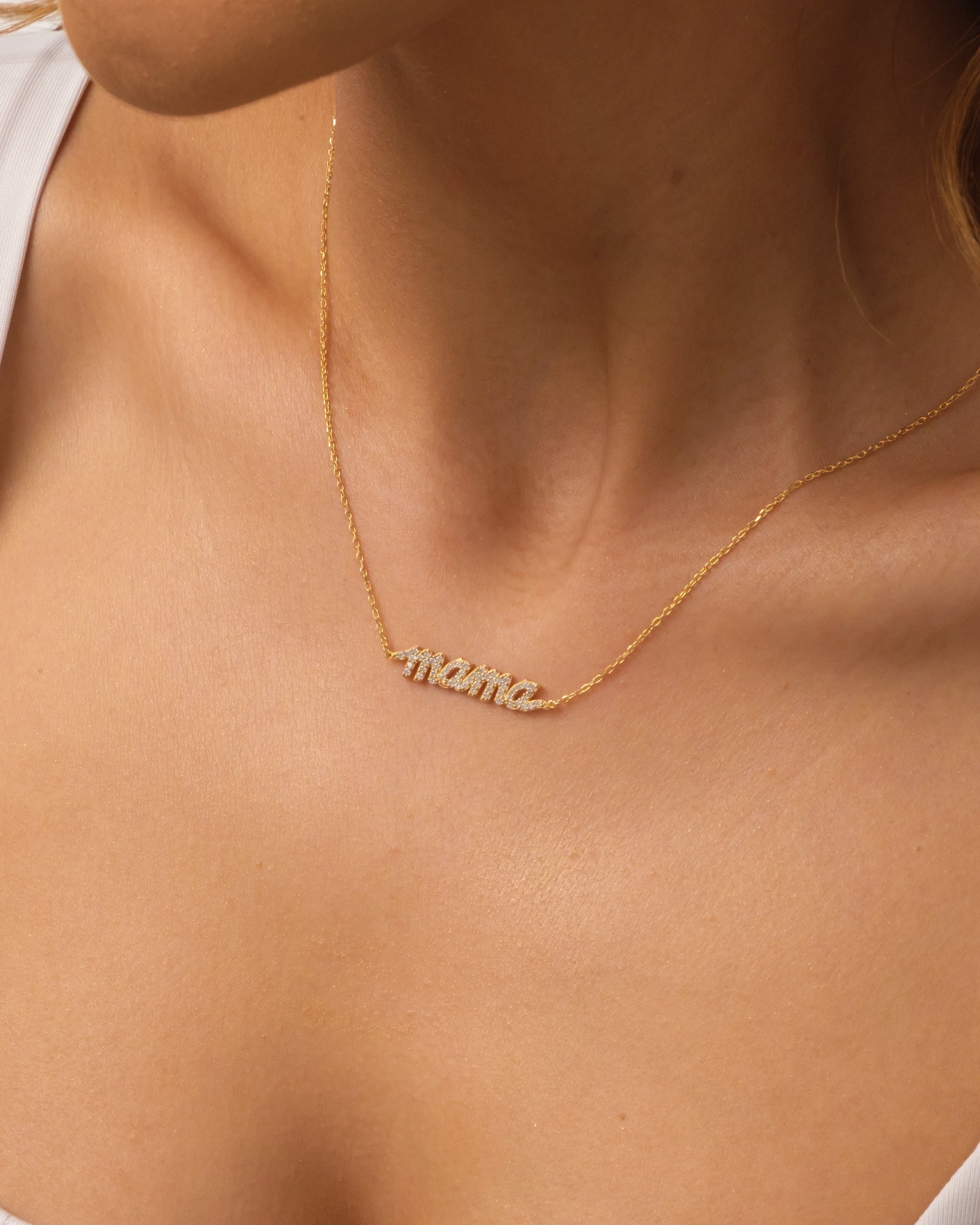 Dainty Gold mama Necklace - 925k Sterling Silver